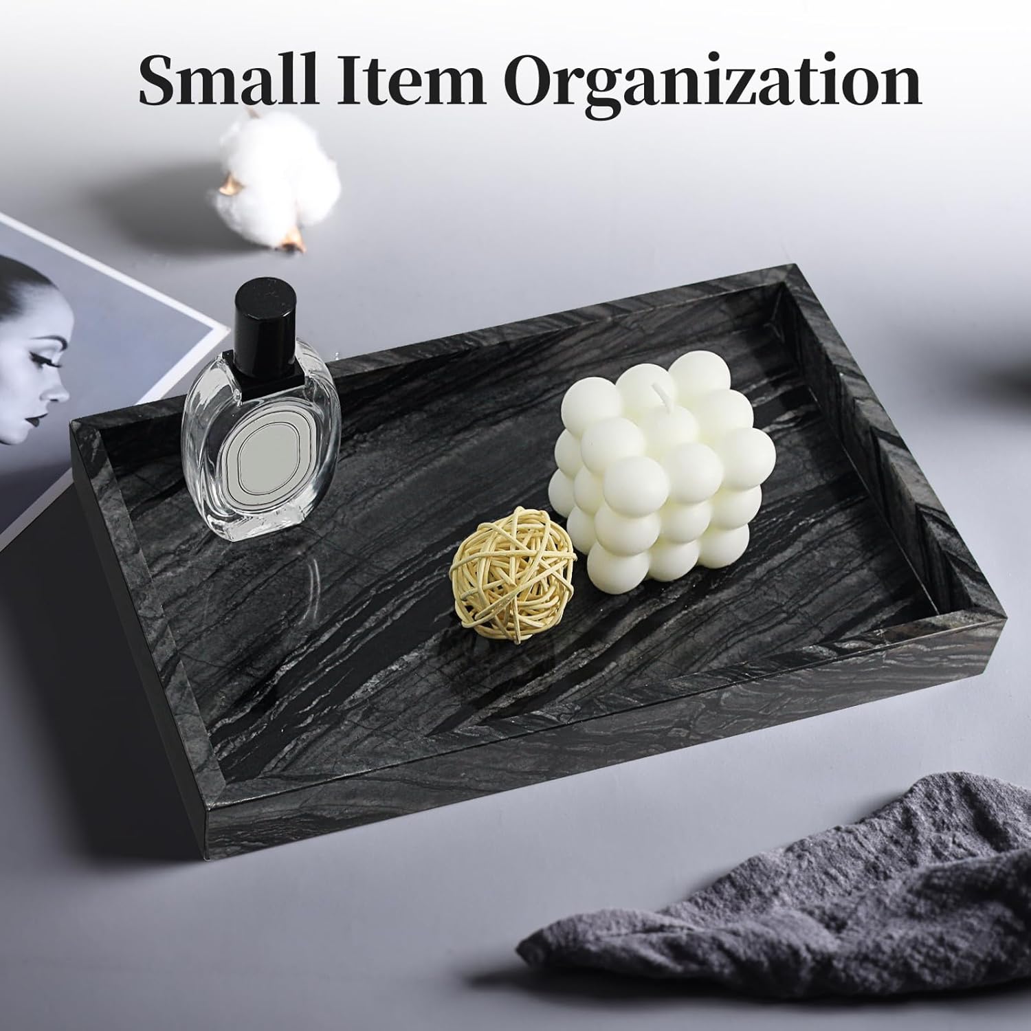 Marble Tray / Stone Trays for Dresser / 12 x 8 x 1.2 / Ancient Wood Grain / Natural