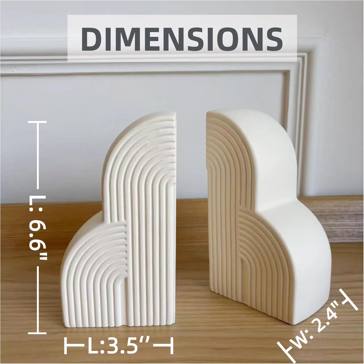 Book Ends / Bookends Decorative for Heavy Books / Cream White