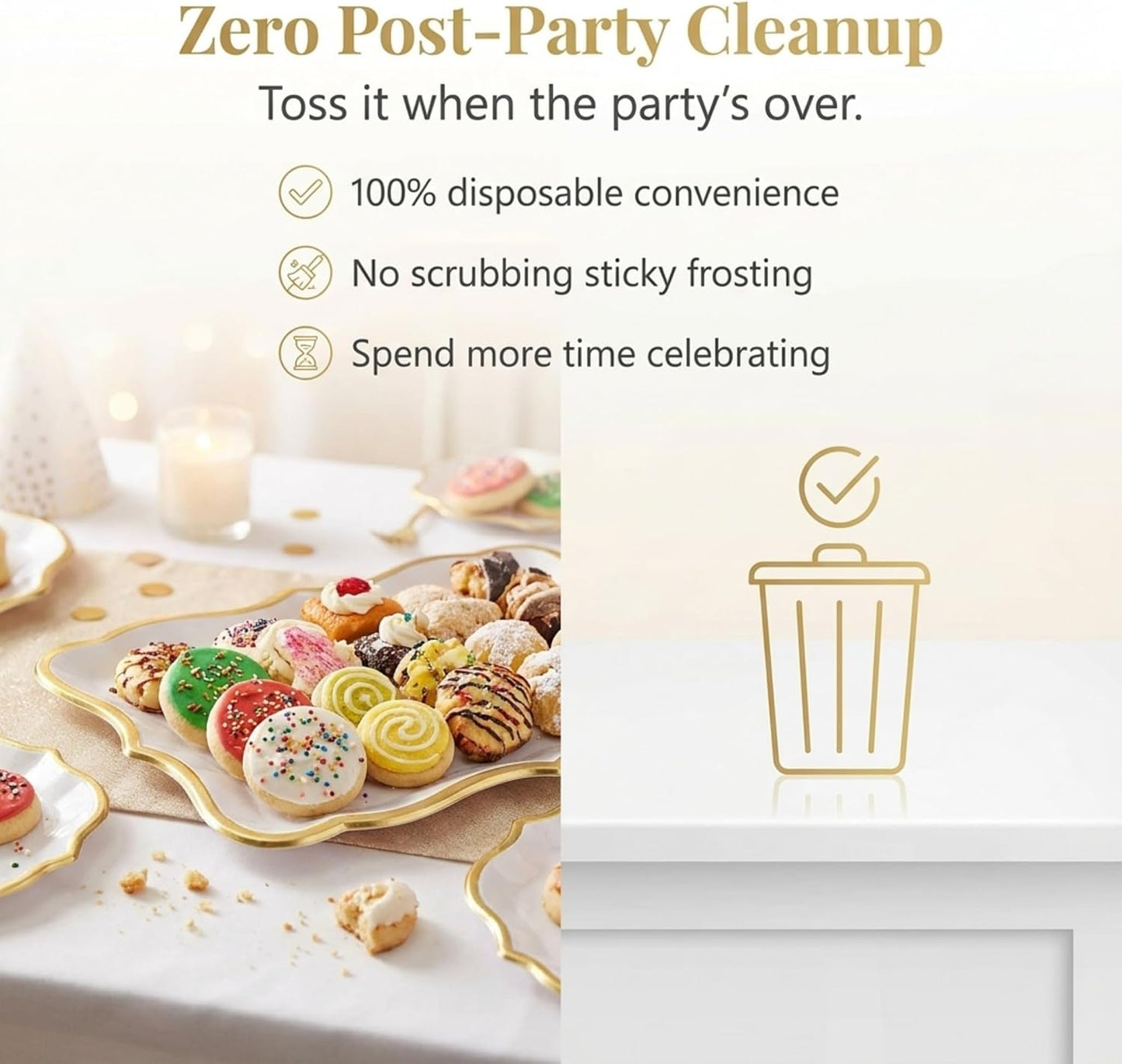 Decorative Trays Gold Rim Display Platters Cardboard Wedding / Gold, White / 9 x 13 / Set of 10