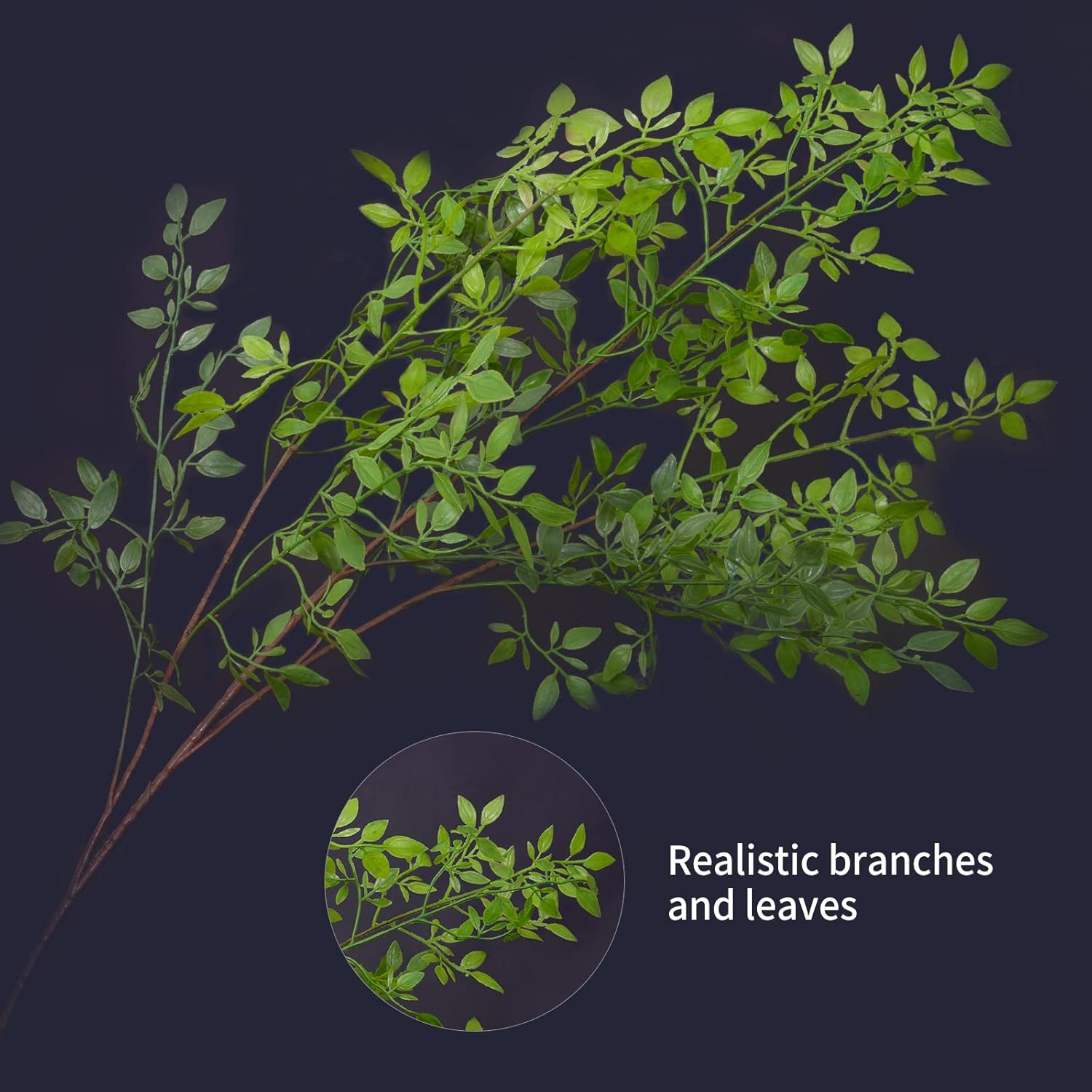 Artificial Plants / 43.3" Faux Branches for Vase / Green Nandina / Set of 2