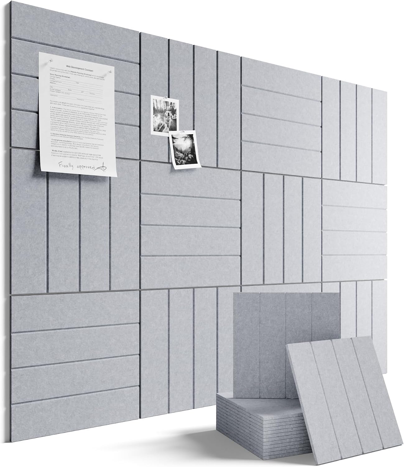 Fluxynara 48" x 36" Large Felt Bulletin Board, Soft Gray