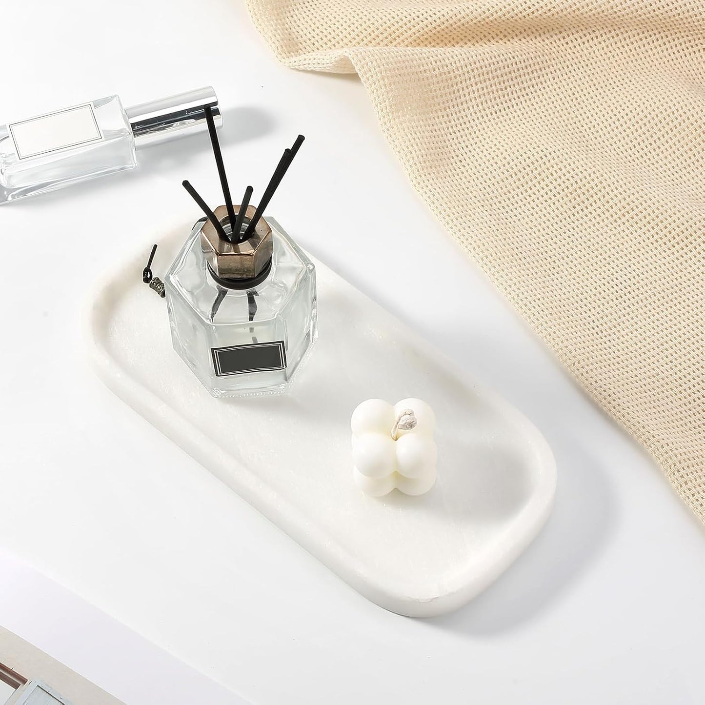 Marble Tray / Marble Vanity Tray / 10 x 4.72 / Namib Bianco