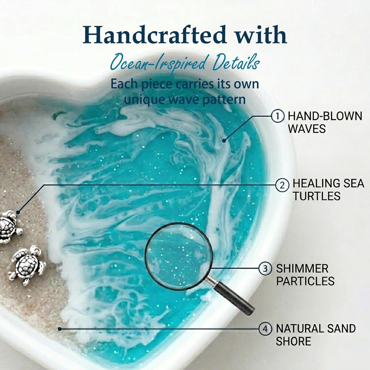 Handmade Resin Heart Shaped Ocean Trinket Holder