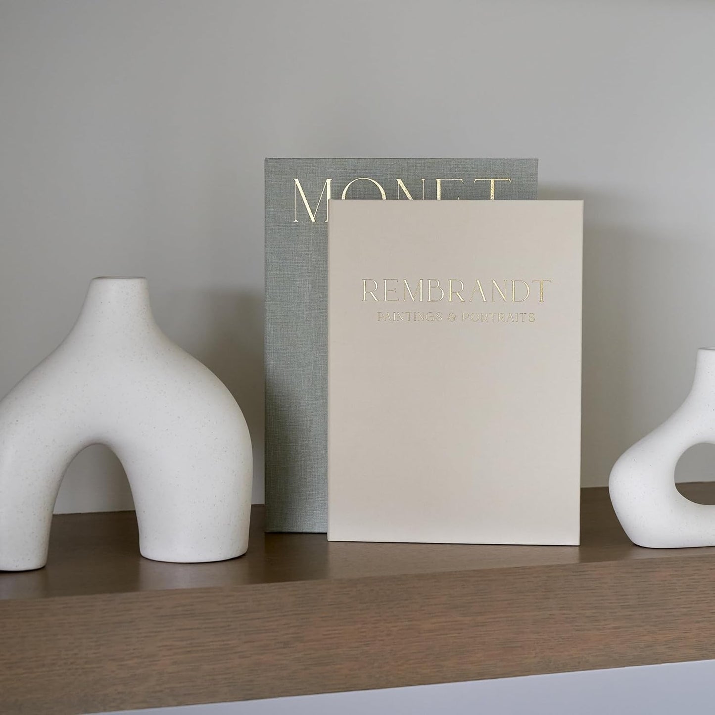 Decorative Linen Books / Sage-beige / Set of 2