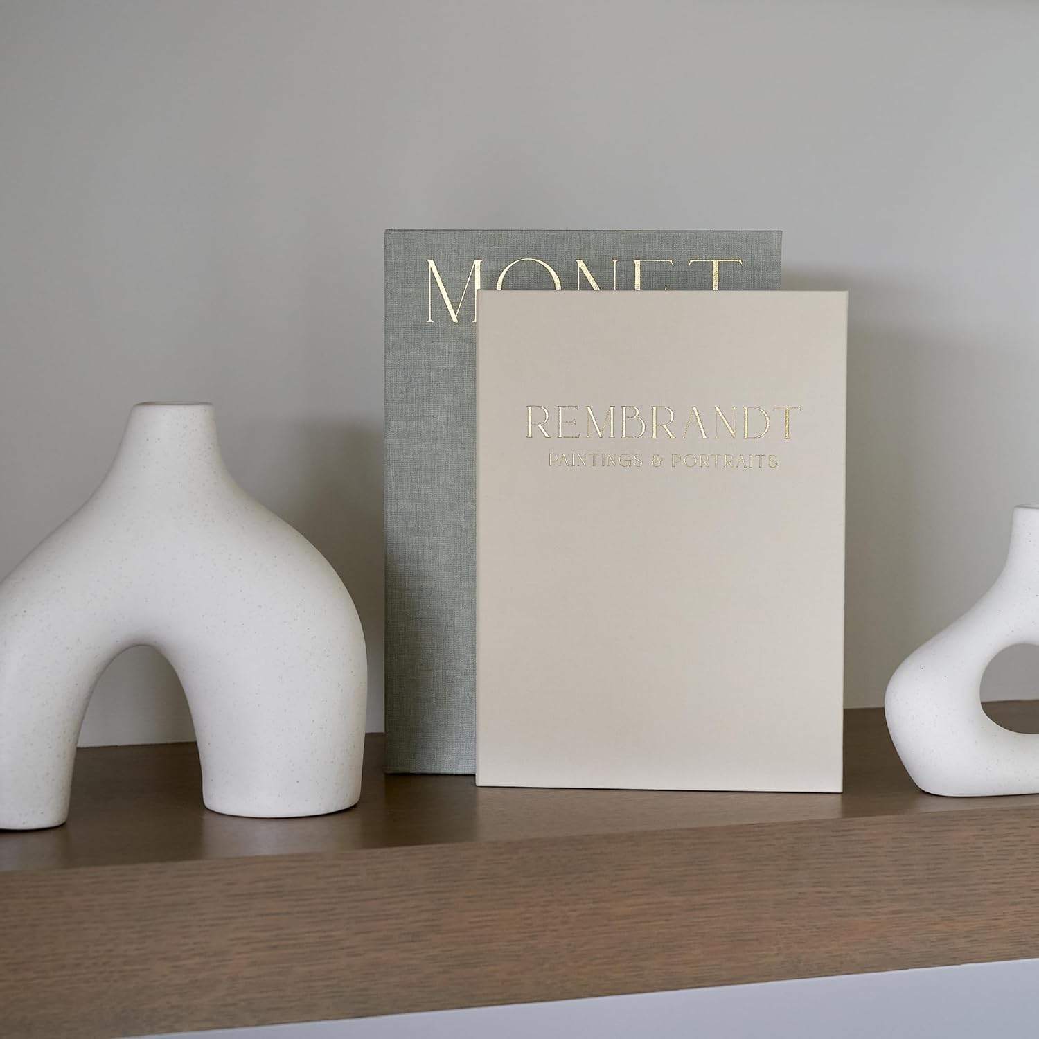 Decorative Linen Books / Sage-beige / Set of 2