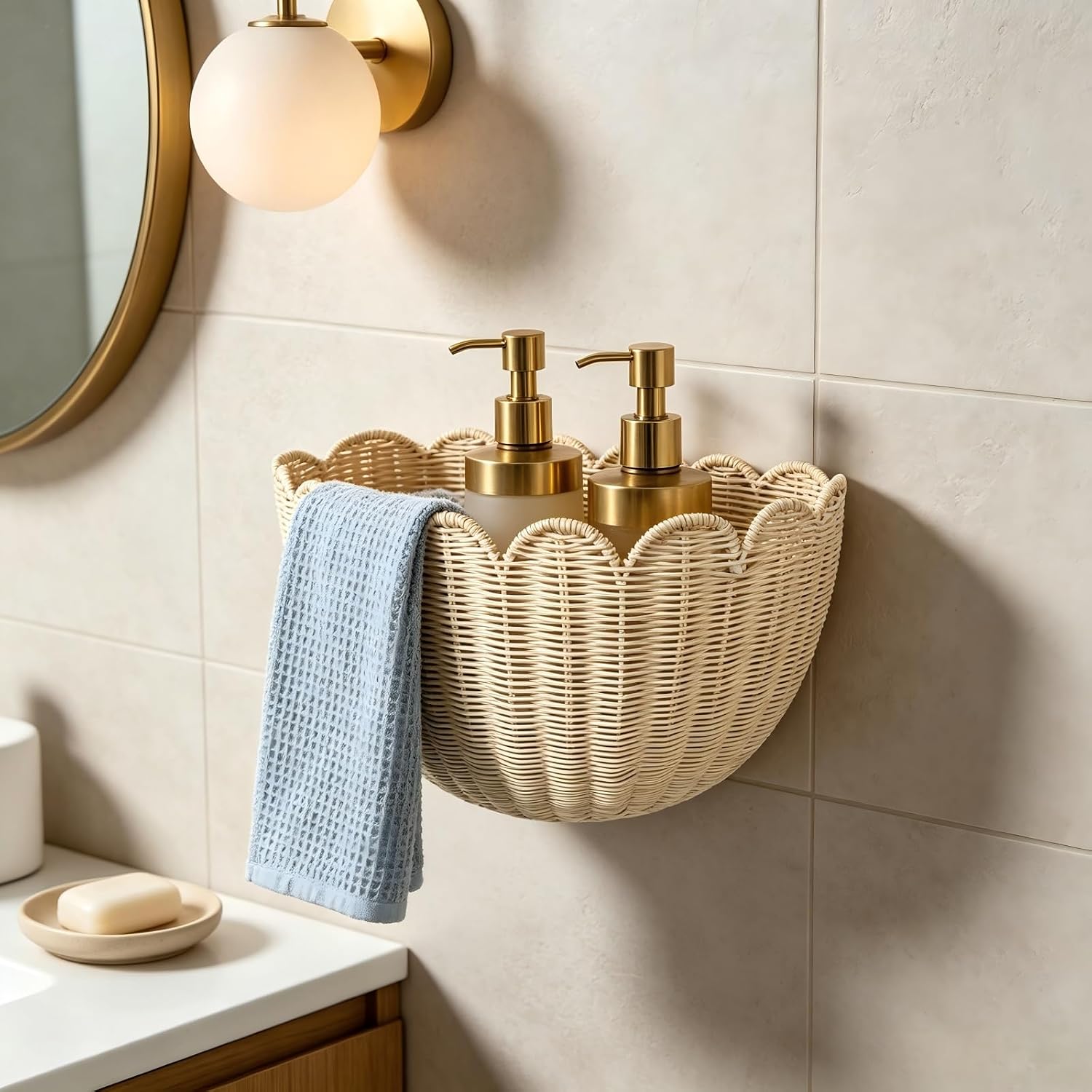 Rattan Hanging Wicker Baskets / Natural / Set of 2