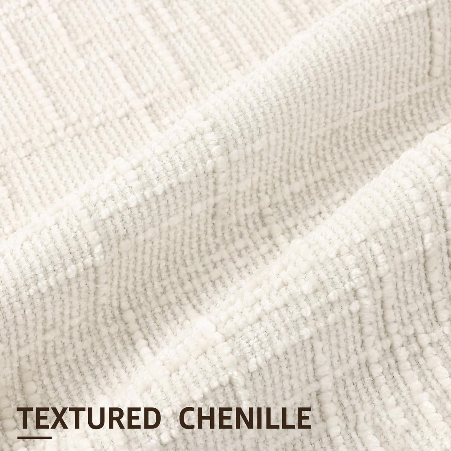 Fall Chenille Throw Pillow Covers Textured Soft Slubby Couch / Cream White / 18 x 18 / Set of 2