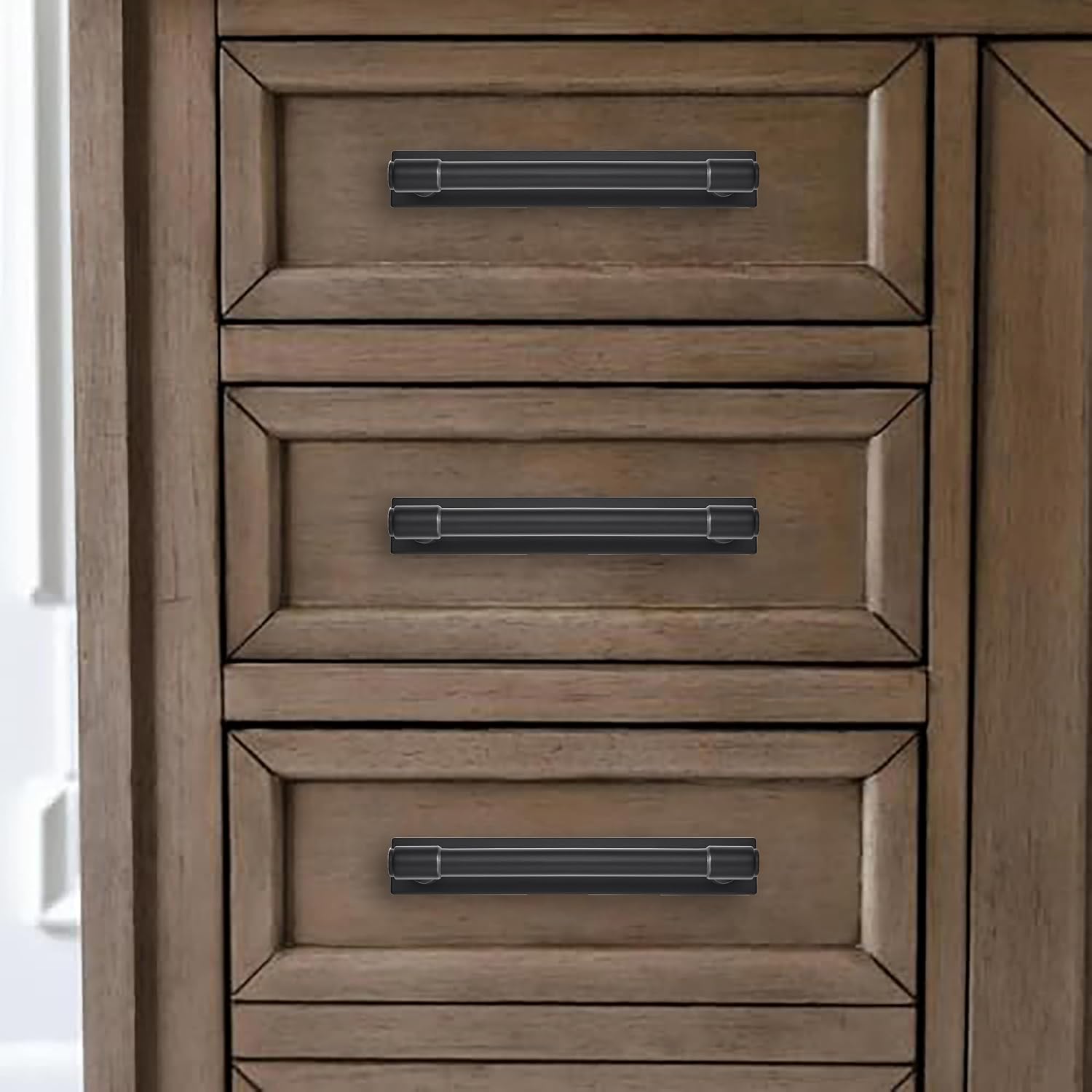 5 Pack 3 Inch(76 mm) Center to Center Black Cabinet Pull Backplate with Base Plate Zinc Solid Matte Black Kitchen