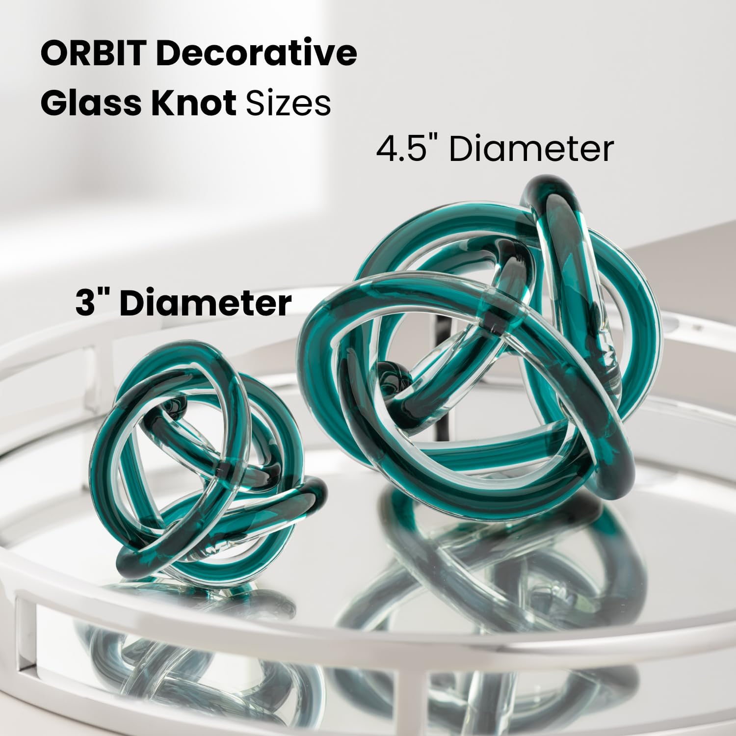 Glass Art Knot Decor Ball / 3-inch Diameter / Teal / 3 Inch
