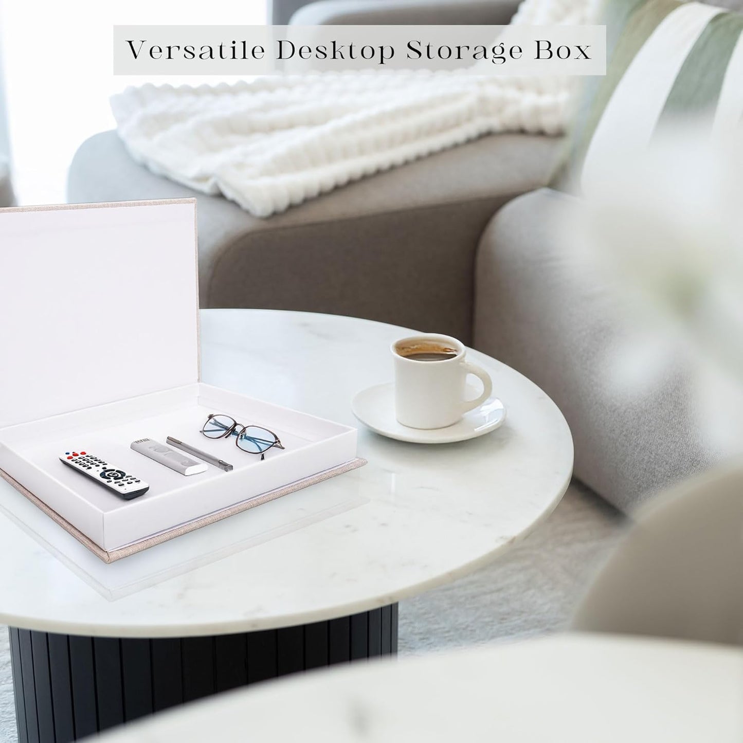 Linen Faux Book Storage Box / Grassgreen / Set of 2