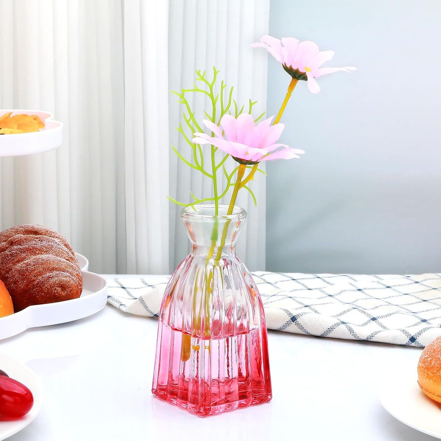 Glass Bud Vases / Pink / Set of 4