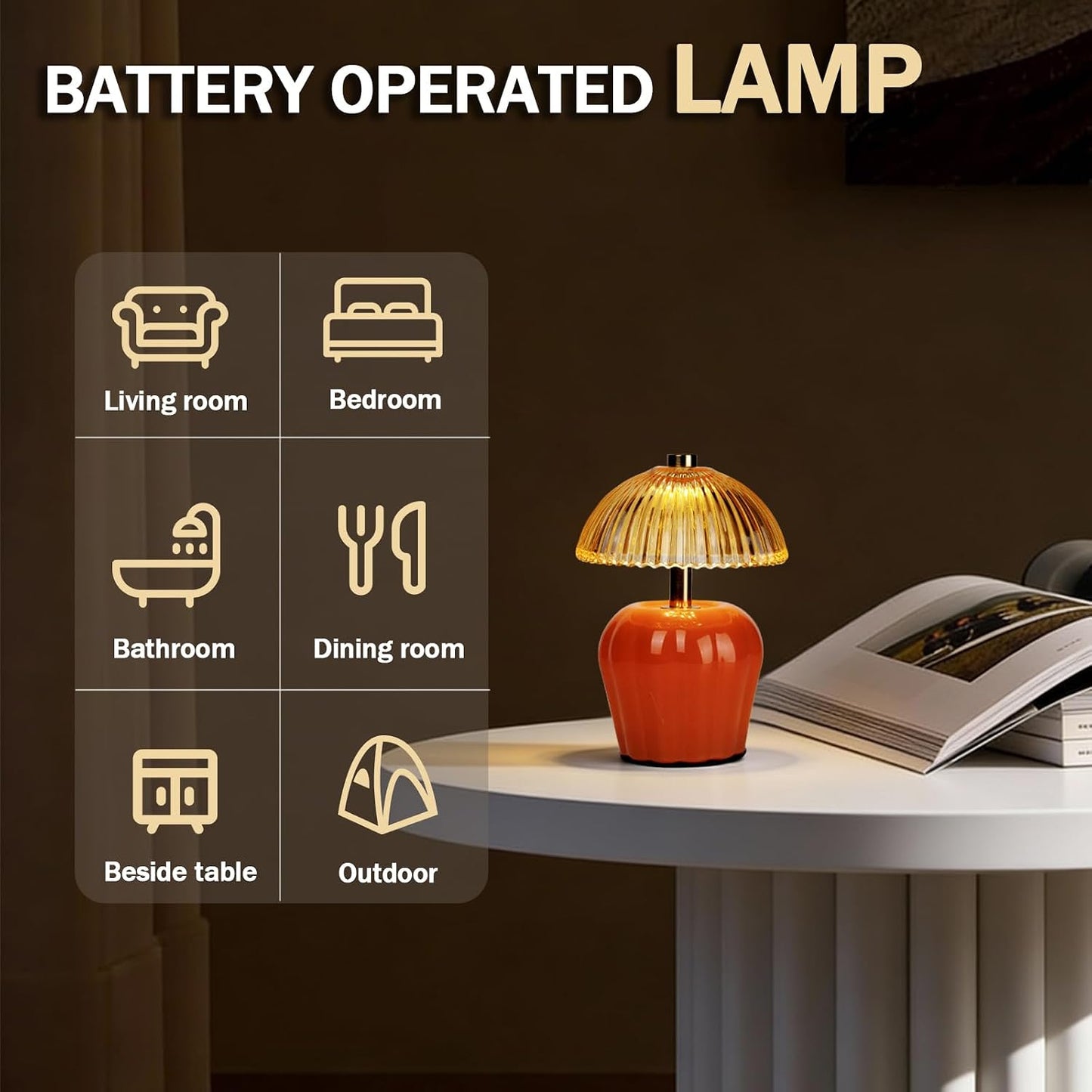 Battery Operated Lamp / Dark Orange