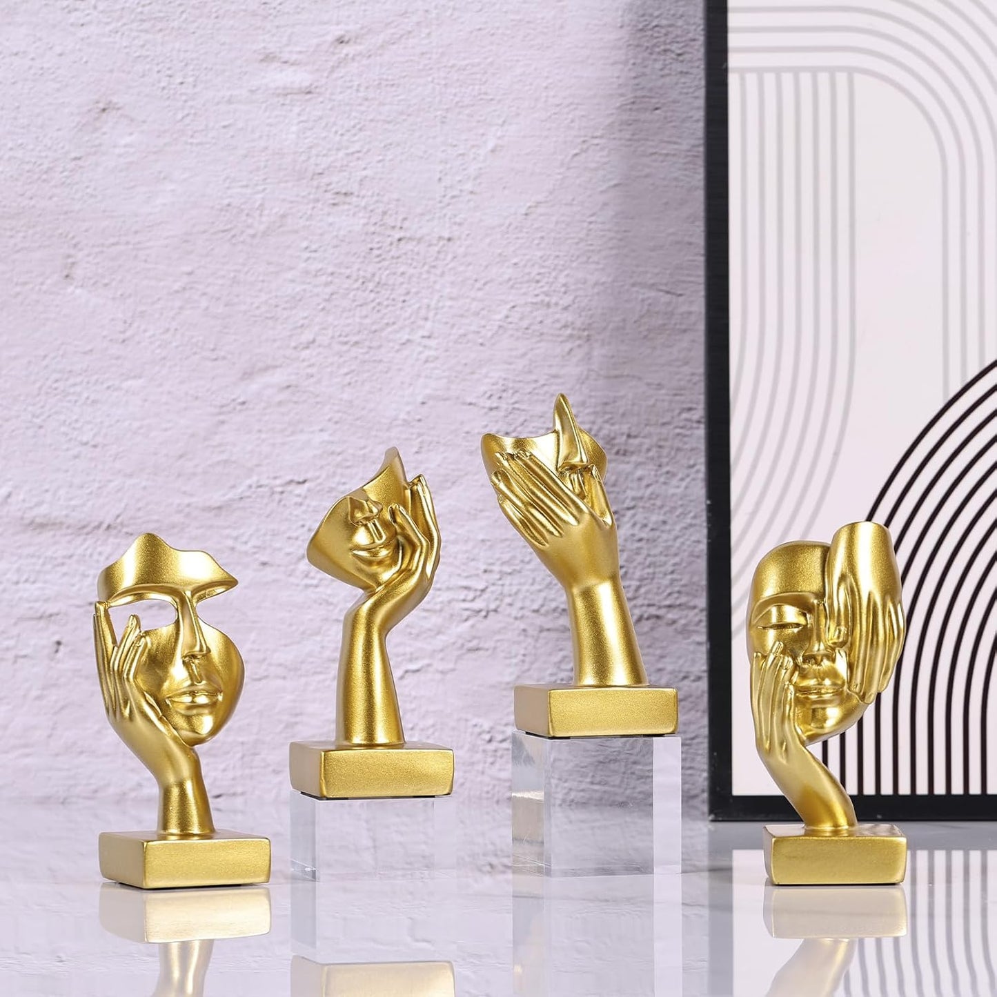 Abstract Thinker Figurine / Gold / Set of 4