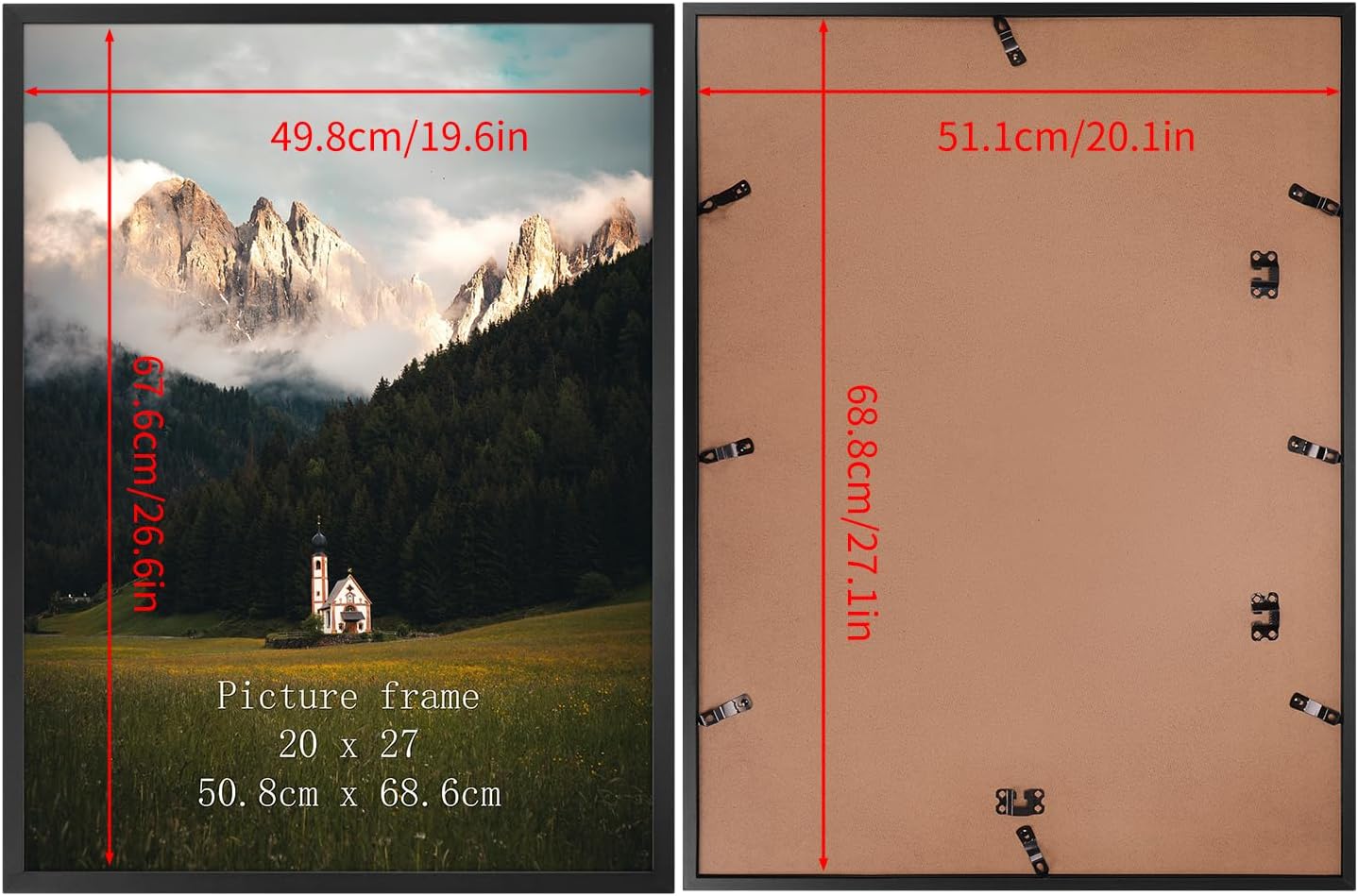 Giftgarden 20x27 Picture Puzzle Frame Black, Textured Metal Frame 27x20 for Poster Wall Display, Single