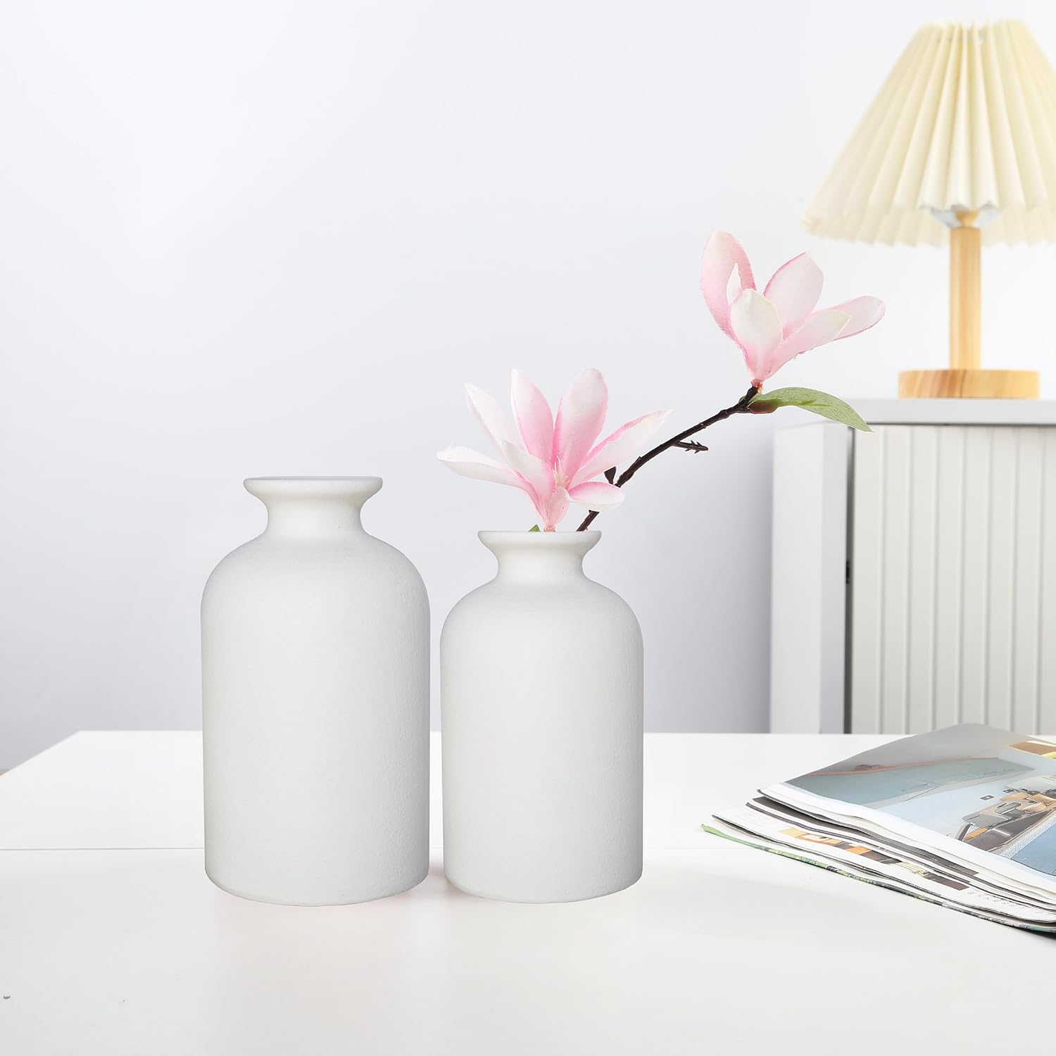 Ceramic Vase / Dry Flower Vases Minimalism Style for Modern Table Shelf Home Decor / White / Large