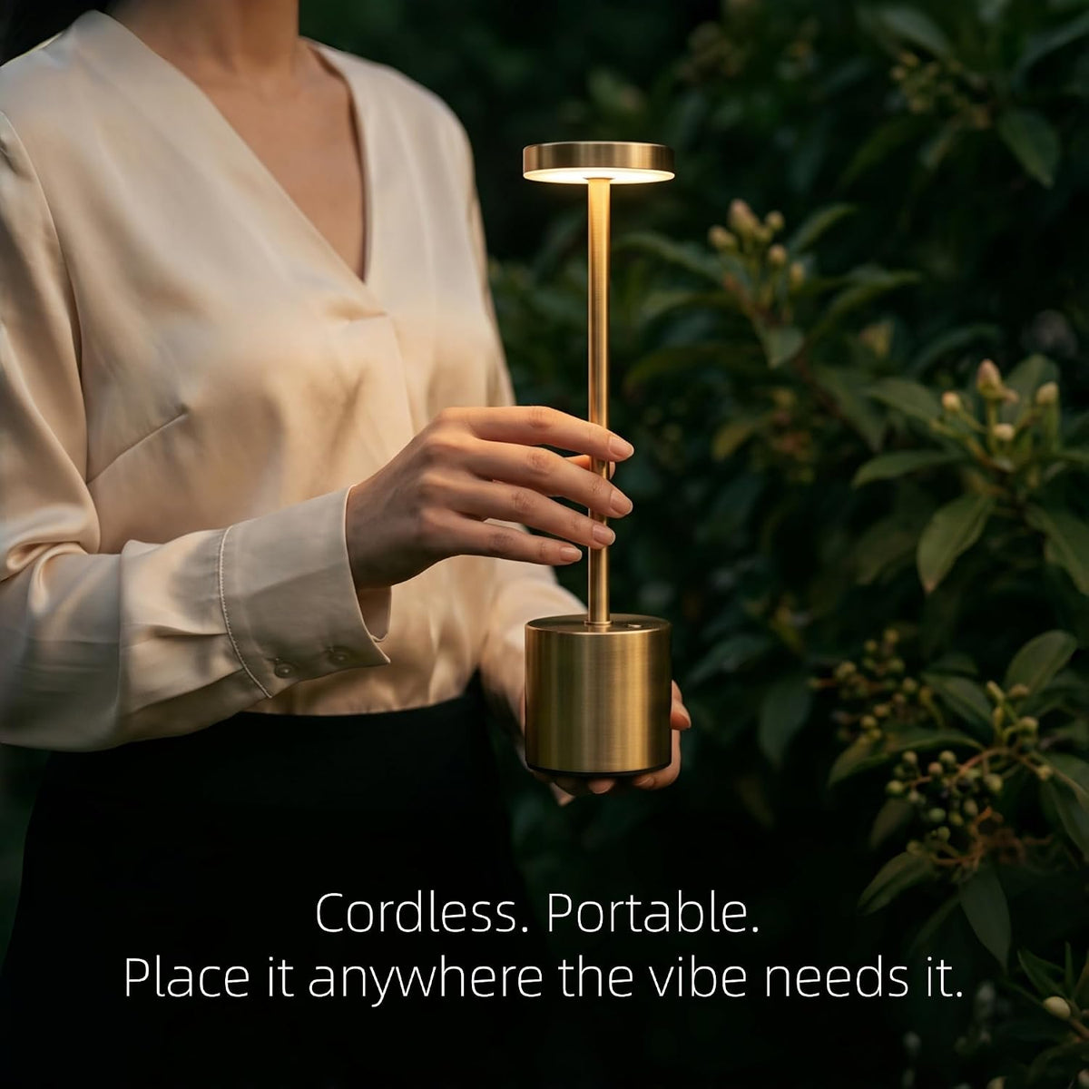 Cordless Table Lamp Set of 2, Gold Rechargeable Table Light | 5000mAh Battery Wireless 3 Color Dimmable Touch Lamp