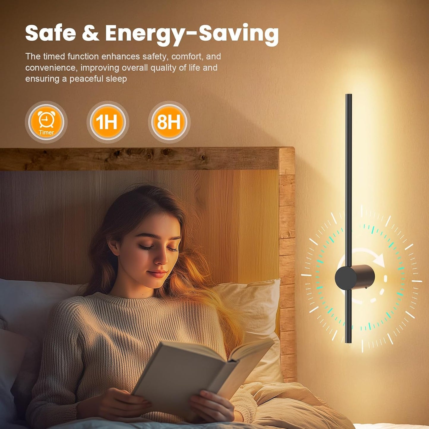 24 Inch Battery Operated Wall Sconce Set of 2,Black Minimalist Rechargeable LED Wall Lights with Remote, 10 Colors