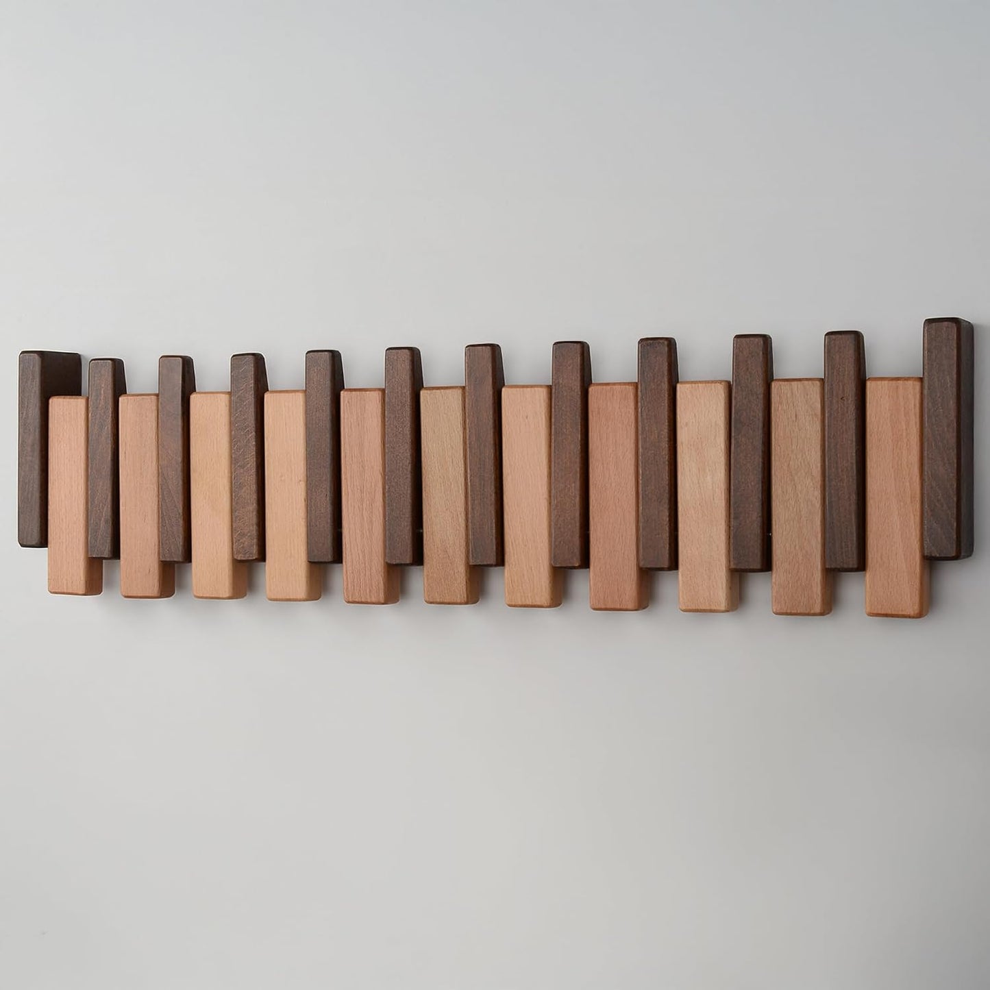 Piano Key Coat Rack / Beech-regular-natural-brown / 10 Hooks