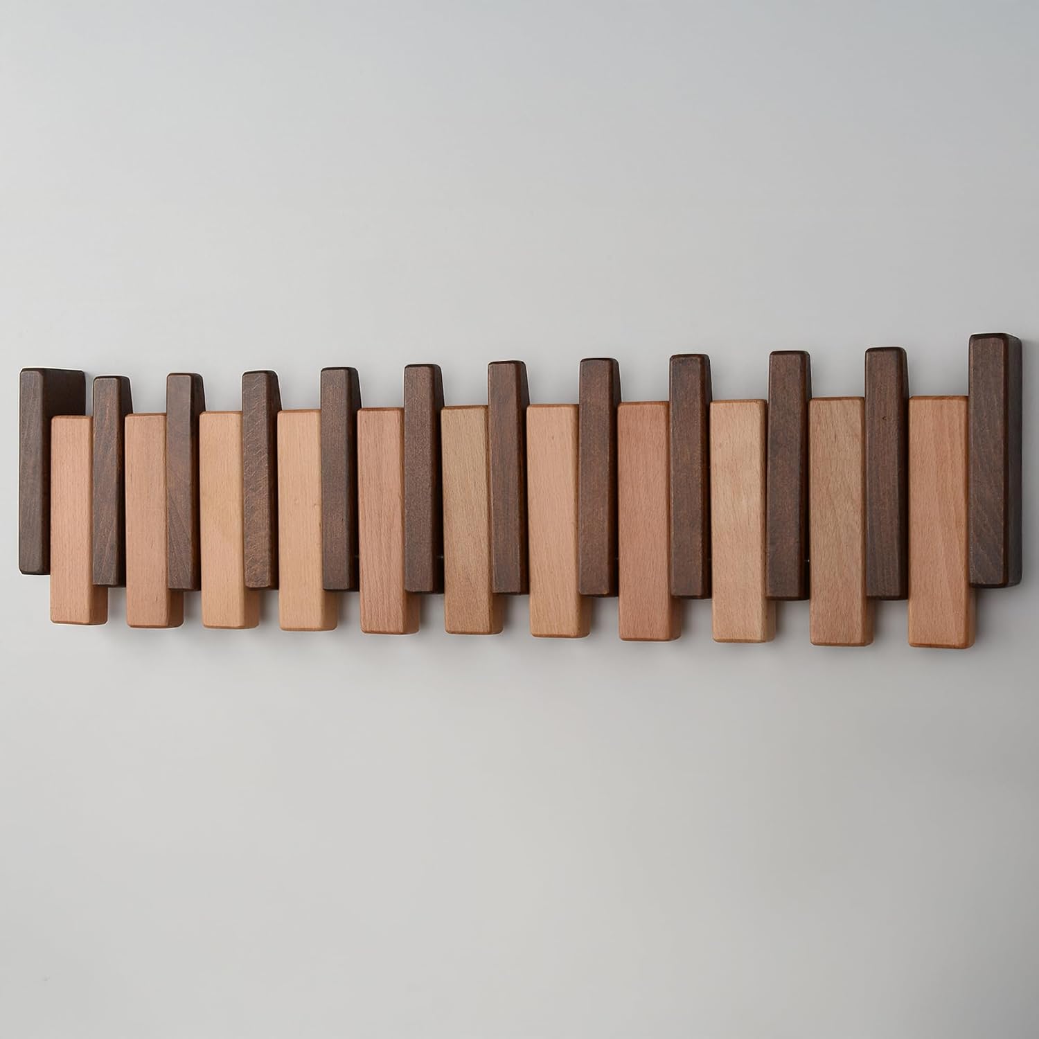 Piano Key Coat Rack / Beech-regular-natural-brown / 10 Hooks