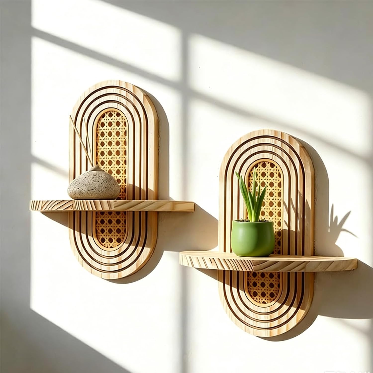 Boho Shelves Wall Decor / Natural / Set of 2