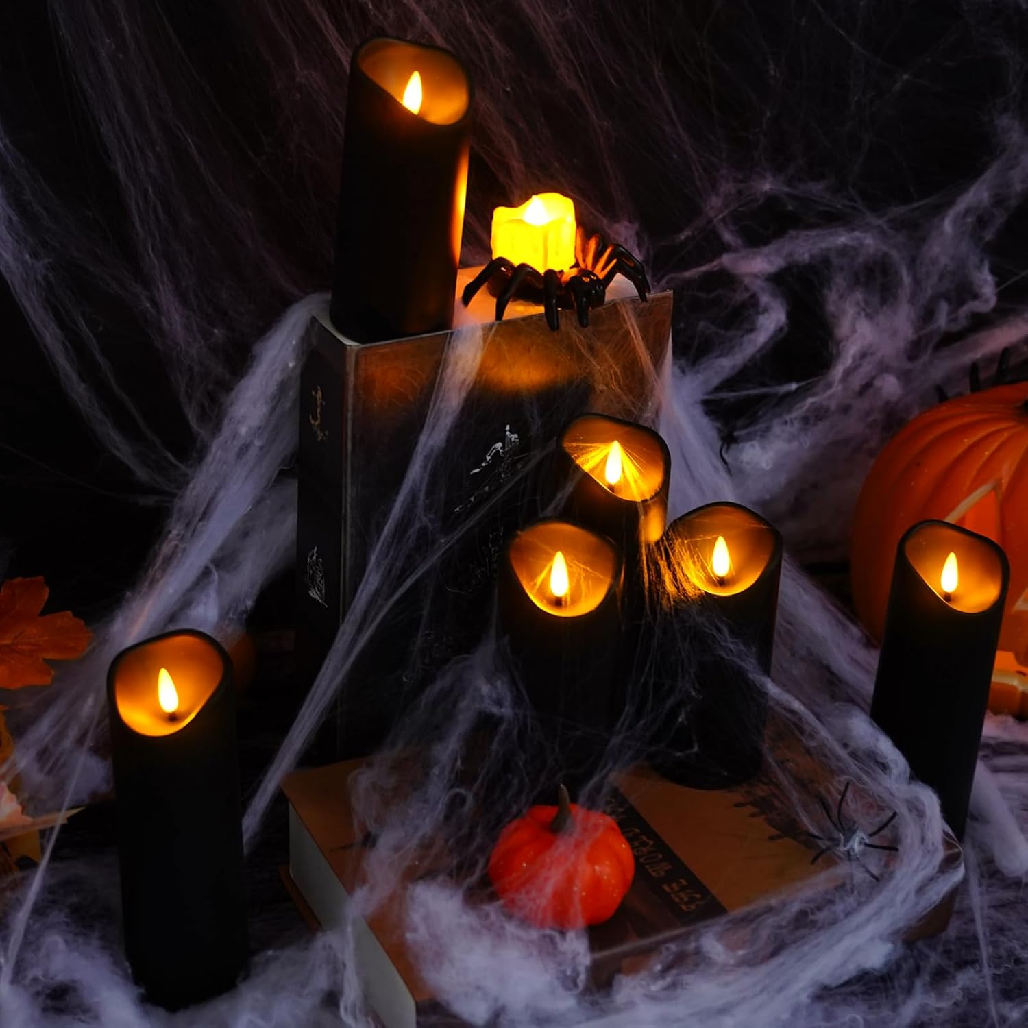 kakoya Flickering Flameless Candles, Battery Operated Plastic LED Pillar Candles with Remote Control and Timer, Set of