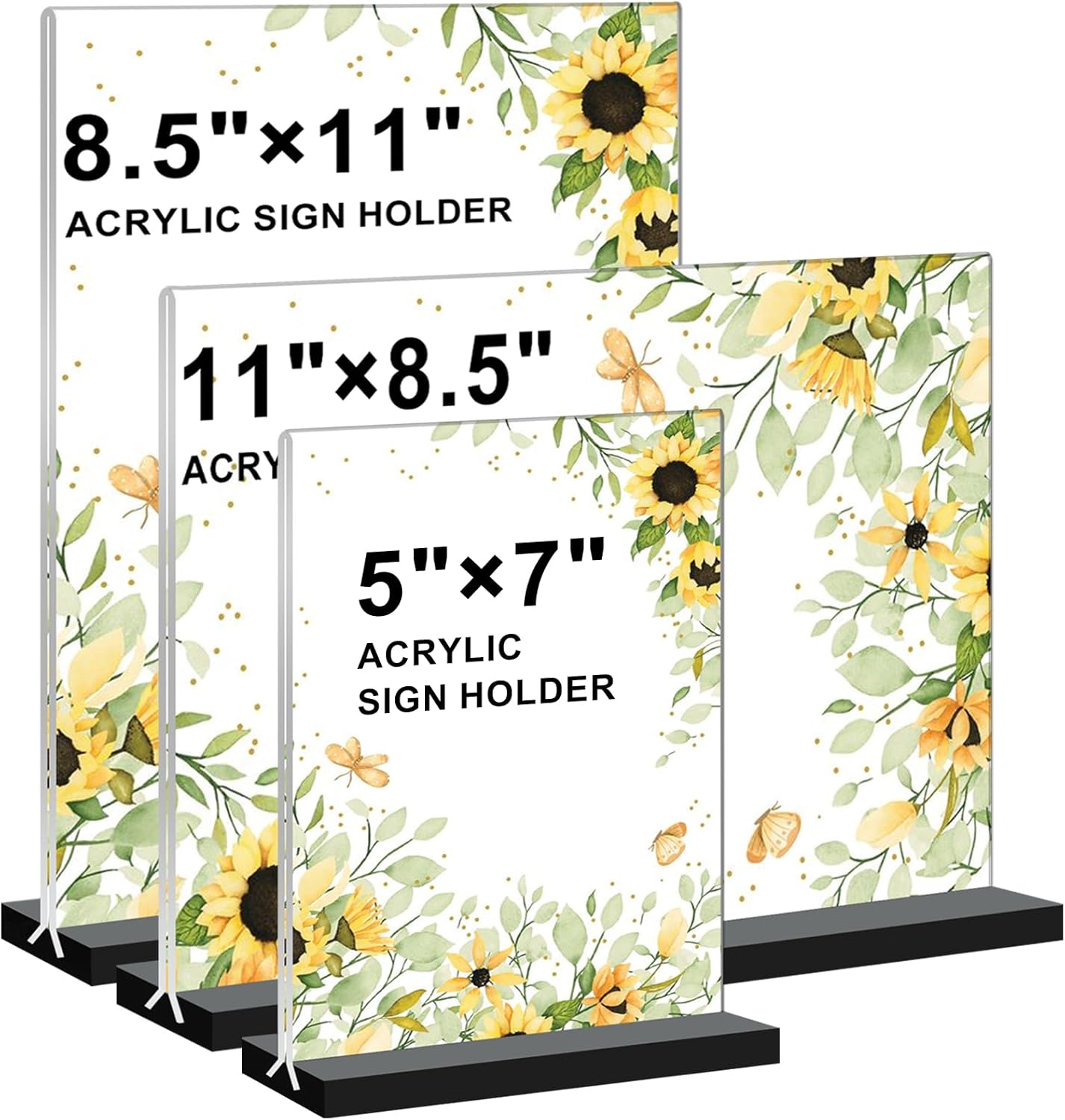 Acrylic Sign Holder 11x8.5 '' Horizontal T-Shaped Clear Double-Sided Table Menu Stands Plastic Picture Frames Display