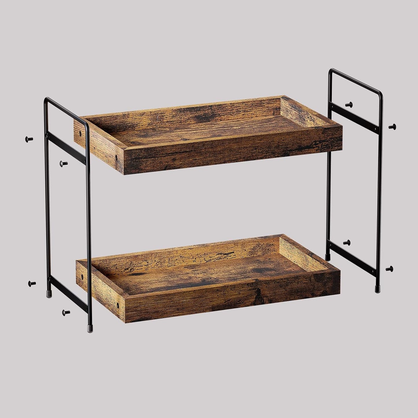 2-Tier Wood Bathroom Counter Organizer, Kitchen Spice Rack | Multi-Use Storage Shelf, Holds Toiletries, Cosmetics