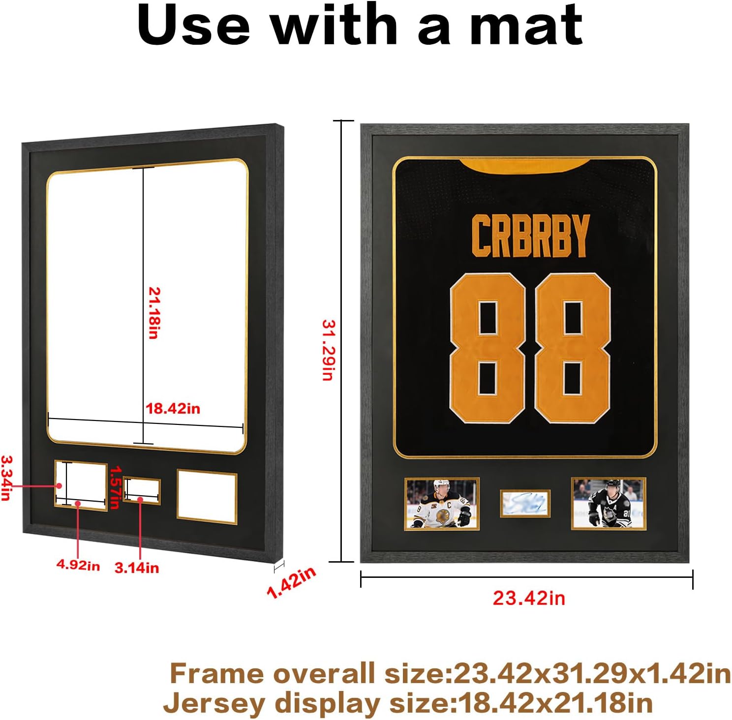 Jersey Frame Display Case with Picture Slots & Tempered Real Glass | Jersey Frame Display Case, with Picture Slots &