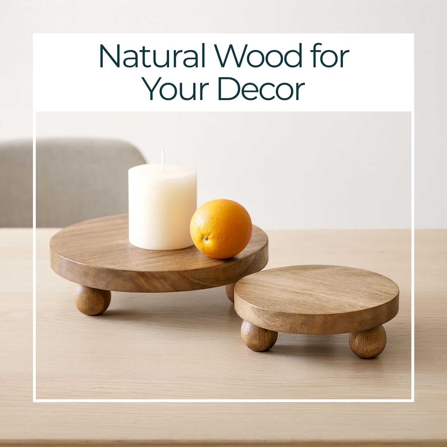 Round Wooden Riser Trays / Set of 2