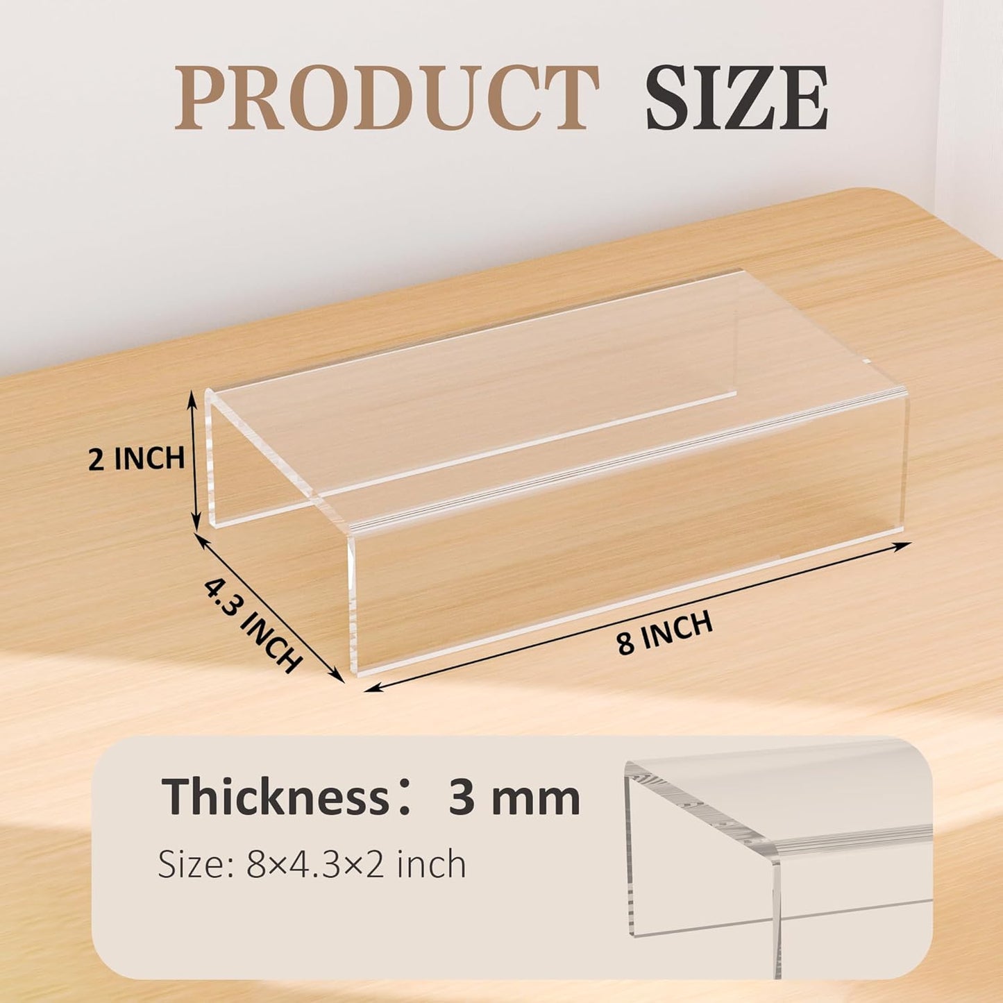 Plants / Acrylic Shelf Riser / Clear / 8 x 4.3 x 2 / Set of 2