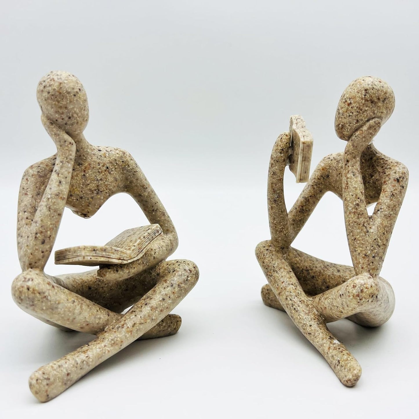 Home Decor Sandstone Reading Thinker Statue Modern Figurines Abstract Aesthetic Sculpture / Set of 2