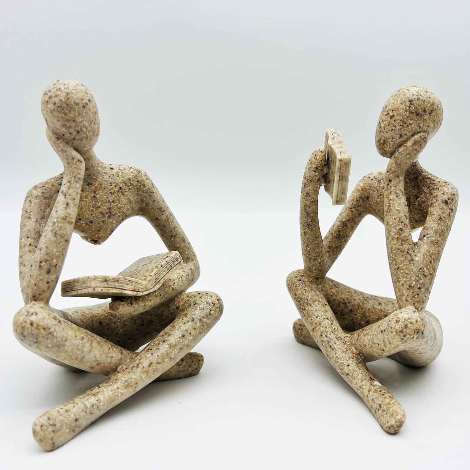 Home Decor Sandstone Reading Thinker Statue Modern Figurines Abstract Aesthetic Sculpture / Set of 2
