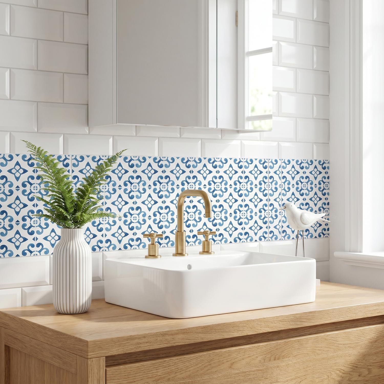 Watercolor Tile Decals / Blue / 5.9 Inch / Set of 16