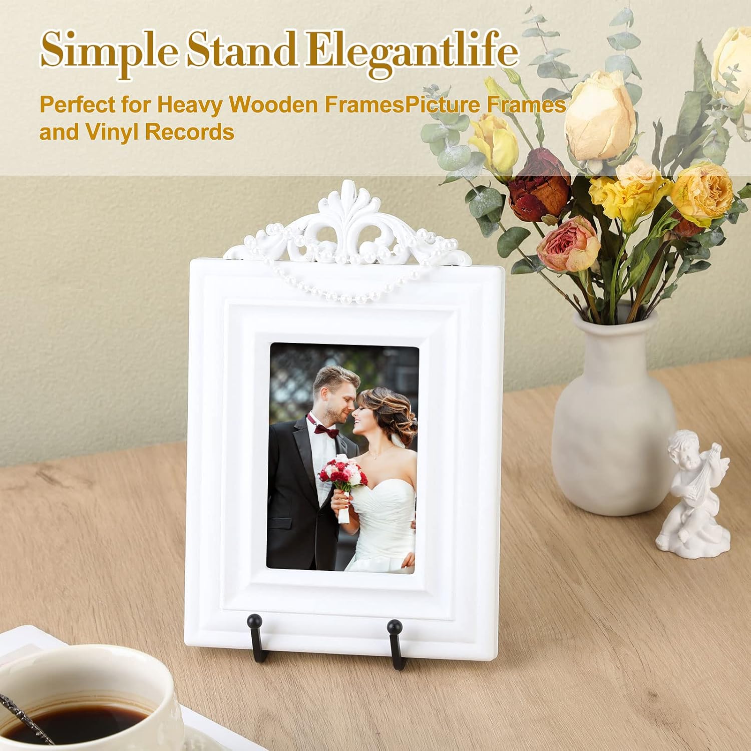 Plate Stands for Display Picture Frame Metal Iron Book Holder Table / Black / 4.5 Inch / Set of 24