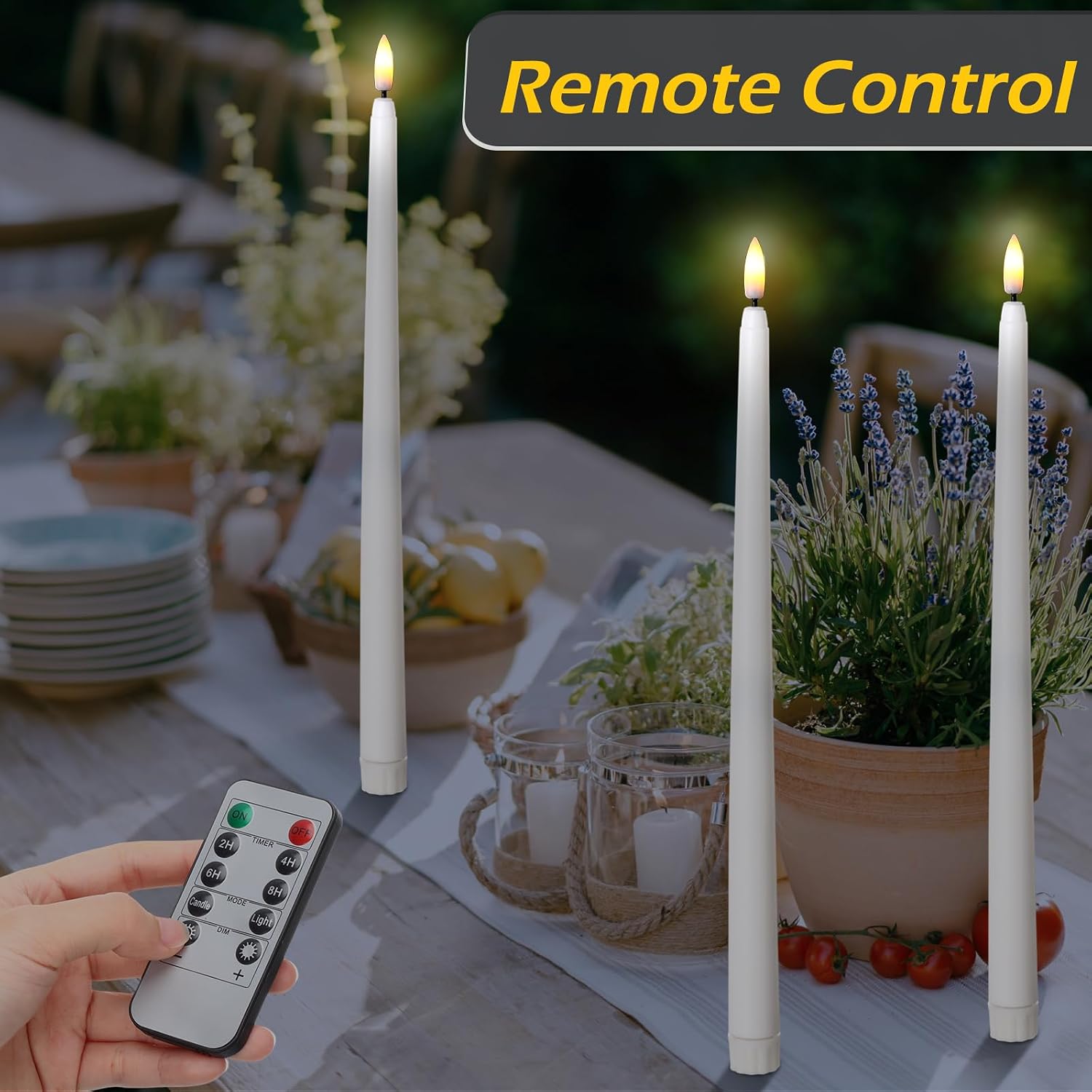 20 Pcs Flickering Flameless Taper Candles Bulk LED Battery Operated Realistic Flame Effect with Remote & Timer Safe No