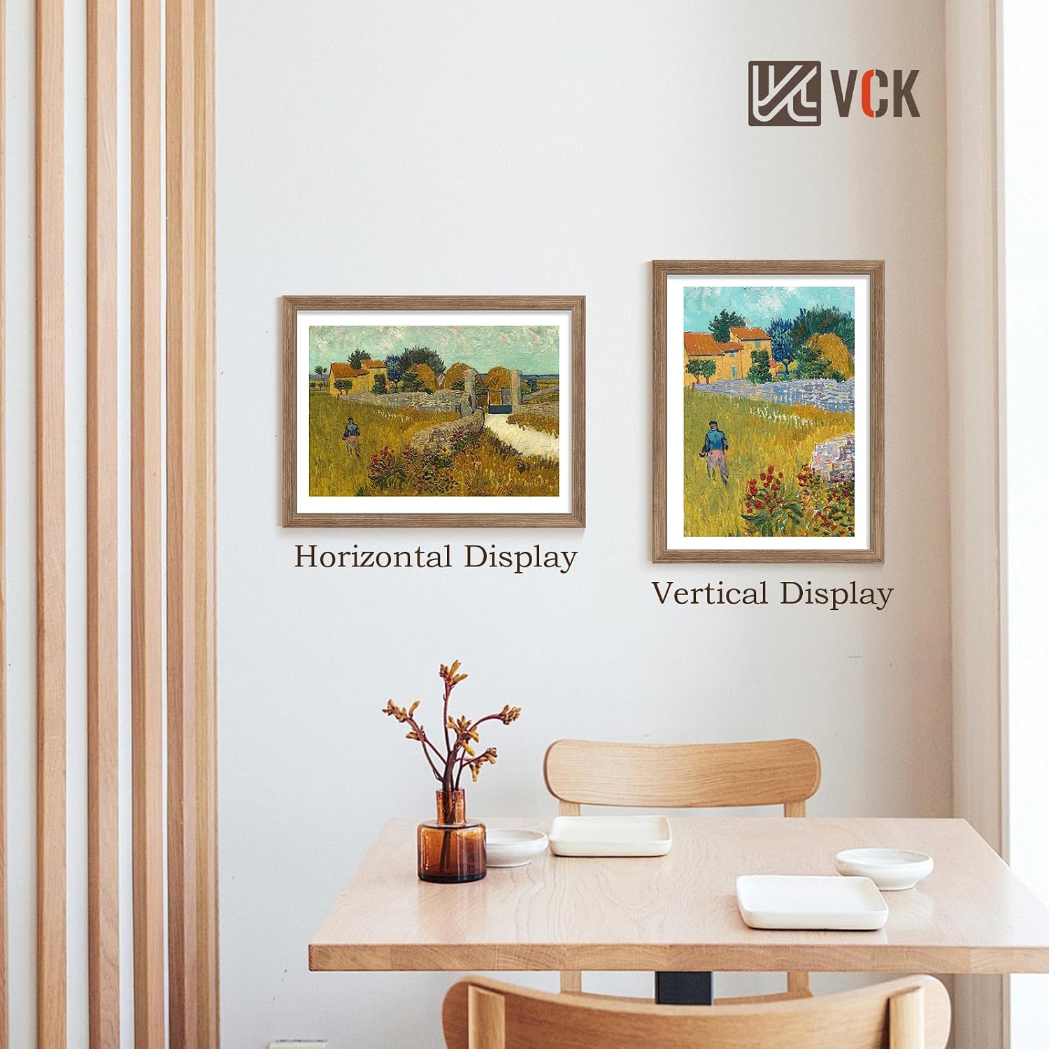 VCK 18x24 Frame Walnut 4 Pack, Wide Thick Wood Border, for Prints | Exclusive Woodgrain, Wall Hanging, HD Plexiglass