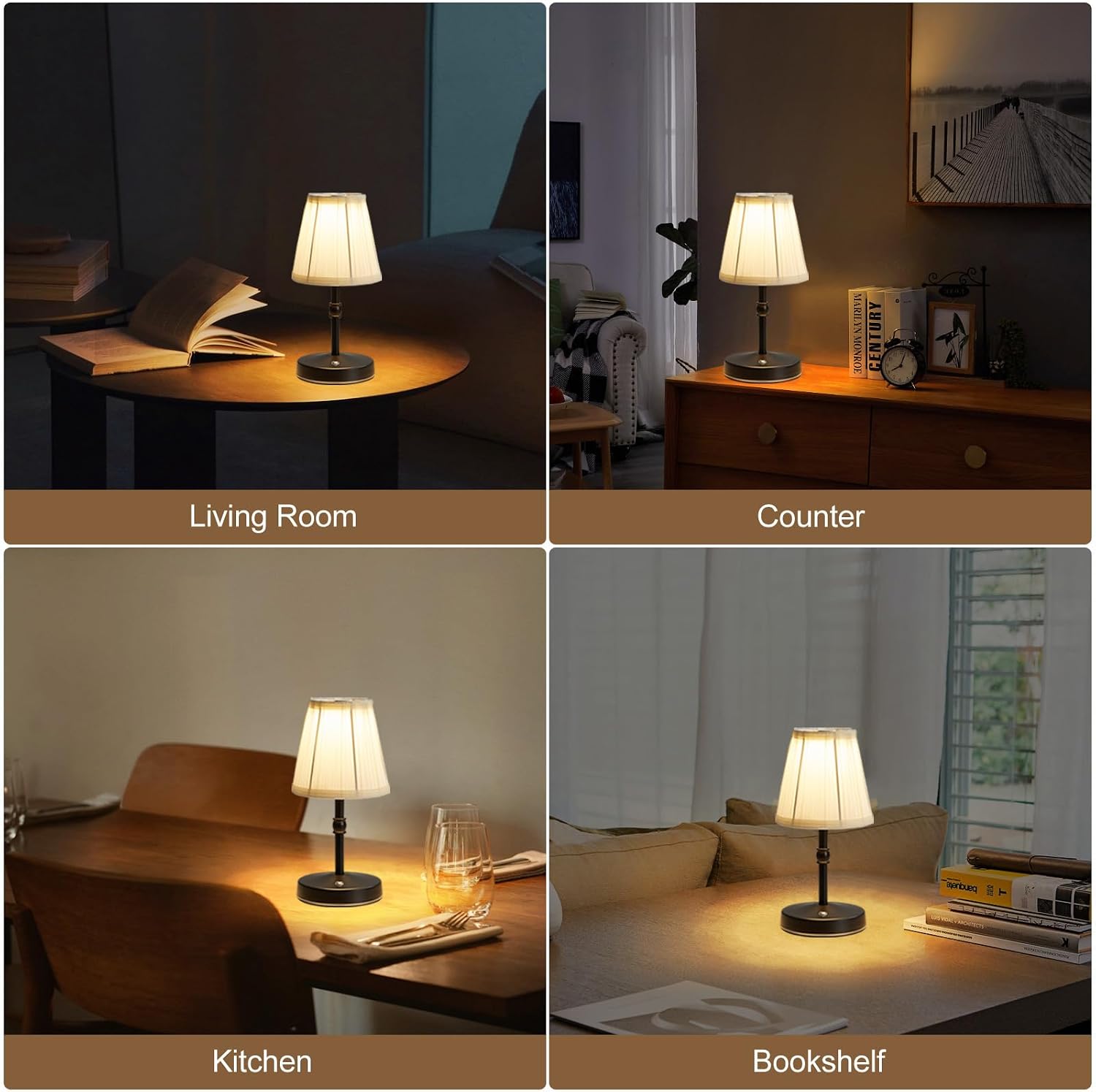 LED Cordless Mini Lamp 5W,3000 mah Battery Operated Lamps,3 Color Temperature Dimmable Table Light,Small Rechargeable