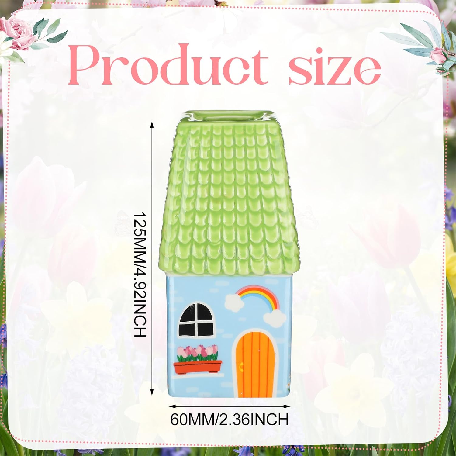 Ceramic House Shape Vase Mini Handmade Vase Decorative Small Flower Container / Green / 2.4 x 3.8