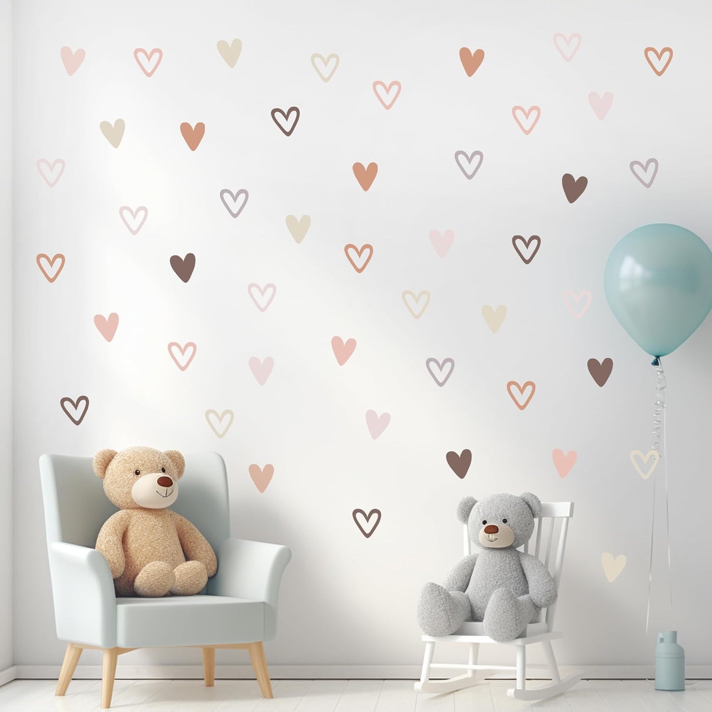 72psc Boho Heart Wall Stickers Girls Bedroom Removable Wall Decals Nursery Kids Decor