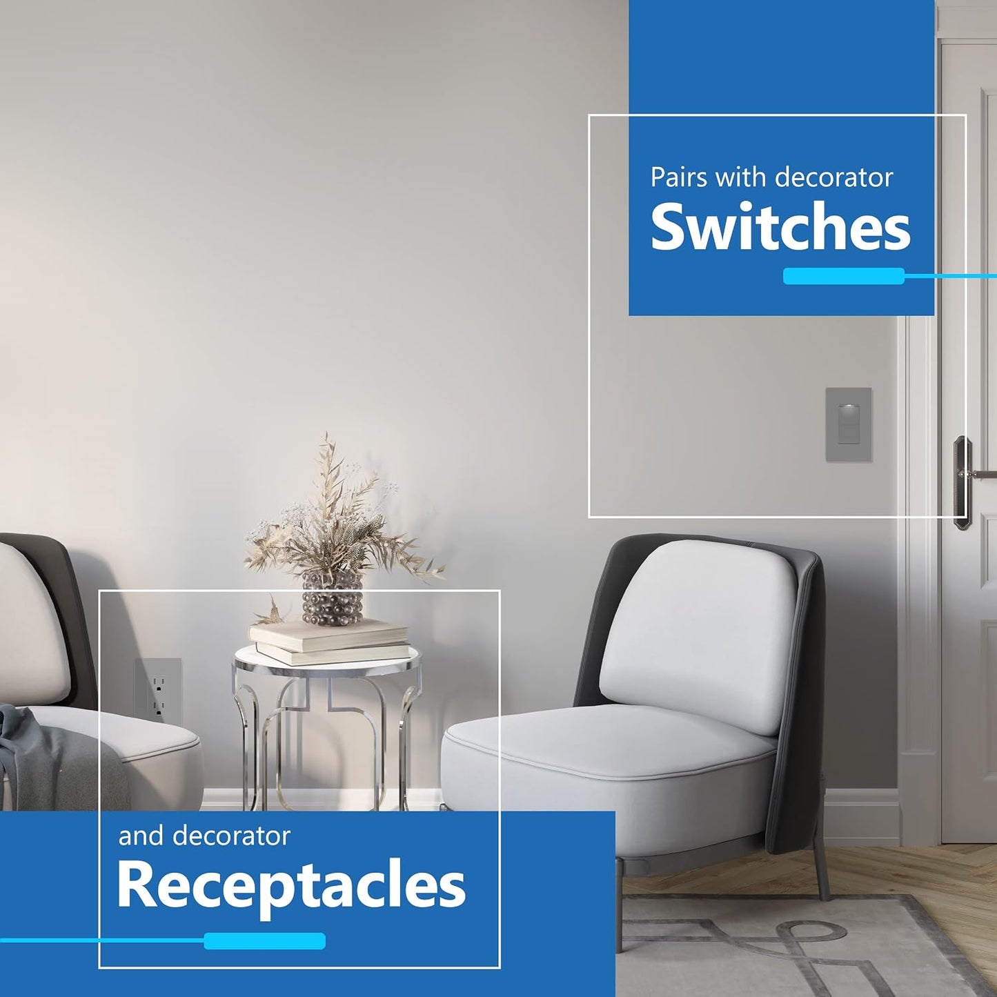 LIDER Decorator Switch Cover, Screwless Wall Plate, Mid-Size 1-Gang | 10-Pack, Matte Gray, Polycarbonate Thermoplastic