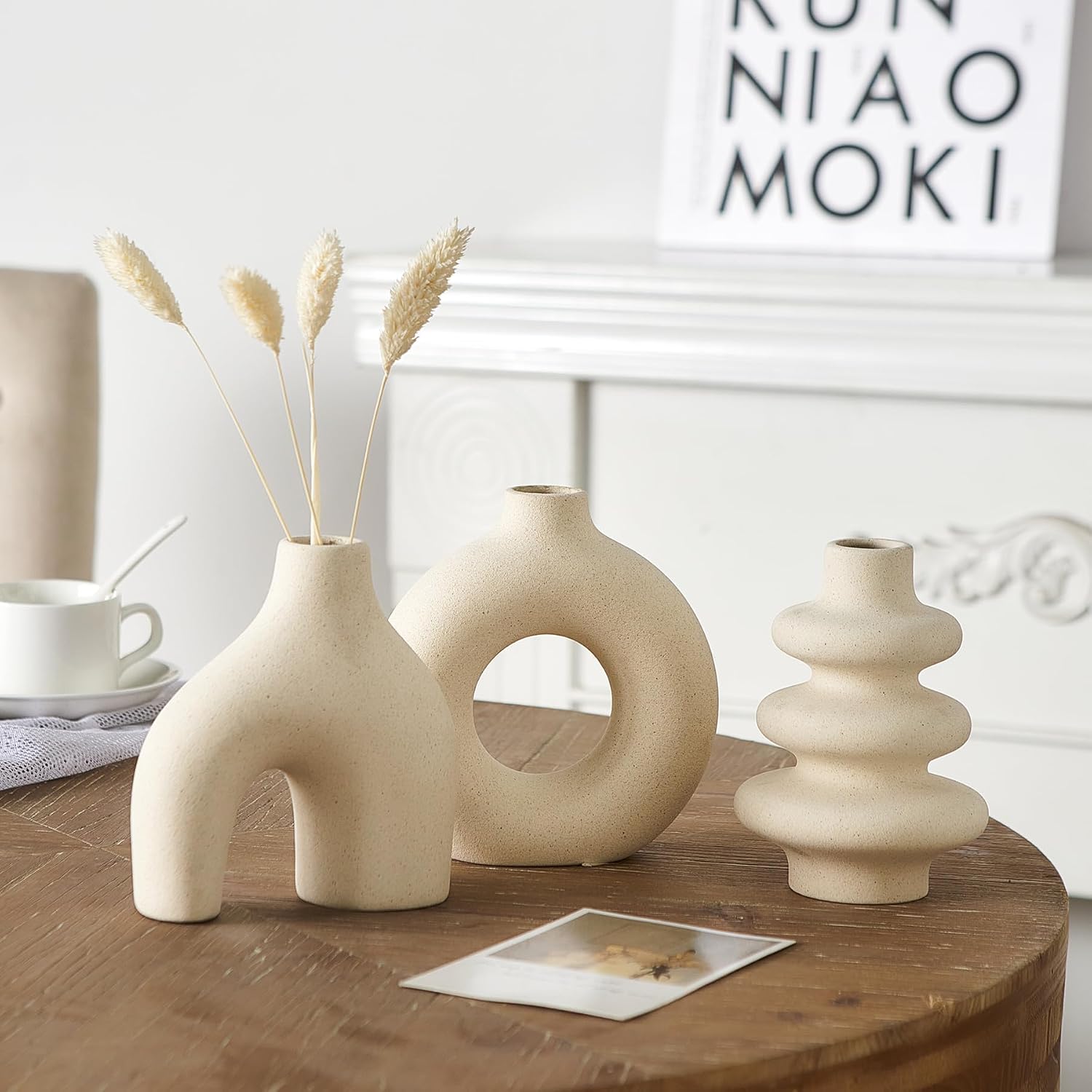 Ceramic Vase / Modern Boho Vases / White / Set of 3