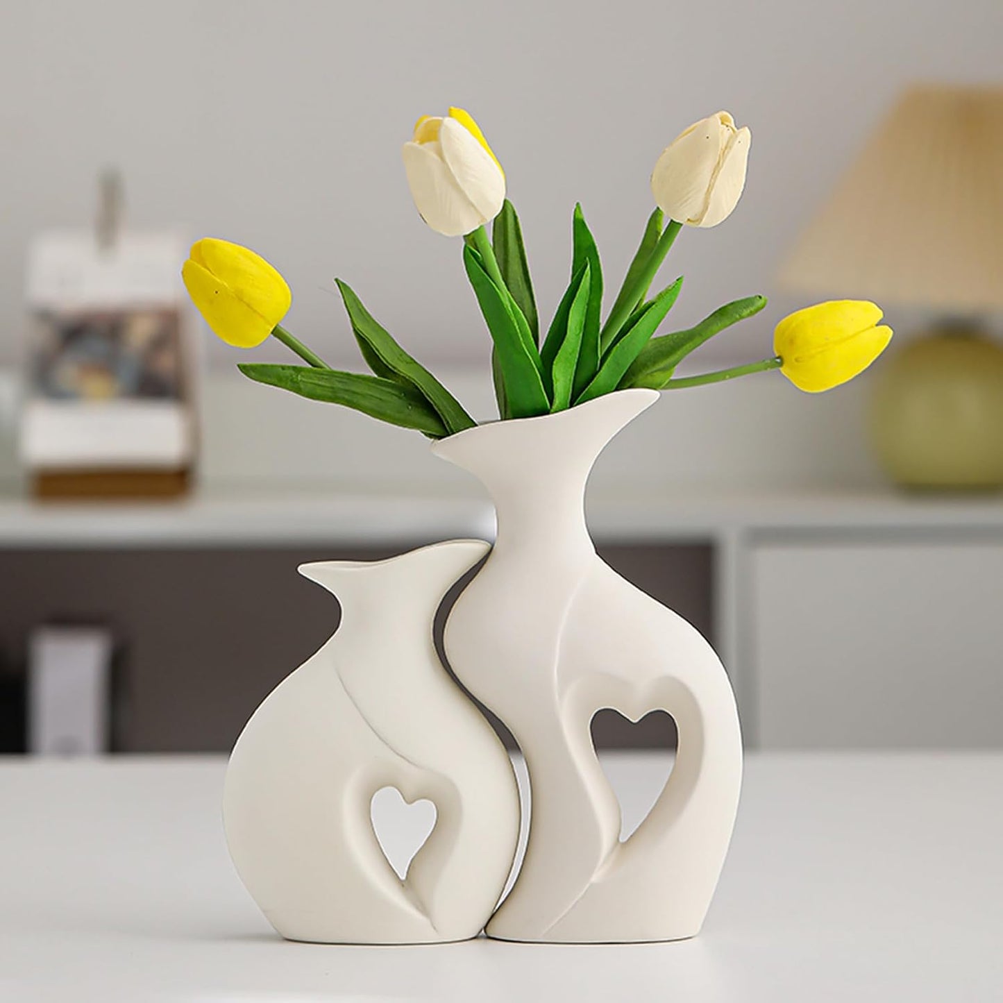 White Ceramic Vase / Standard White / Set of 2