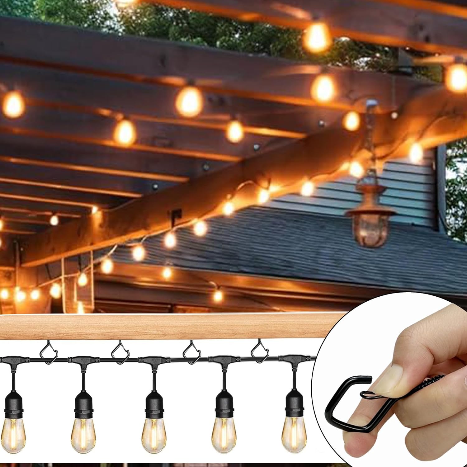Safety Buckle.Metal Ceiling Hooks for Hanging Plants / Black / Set of 35