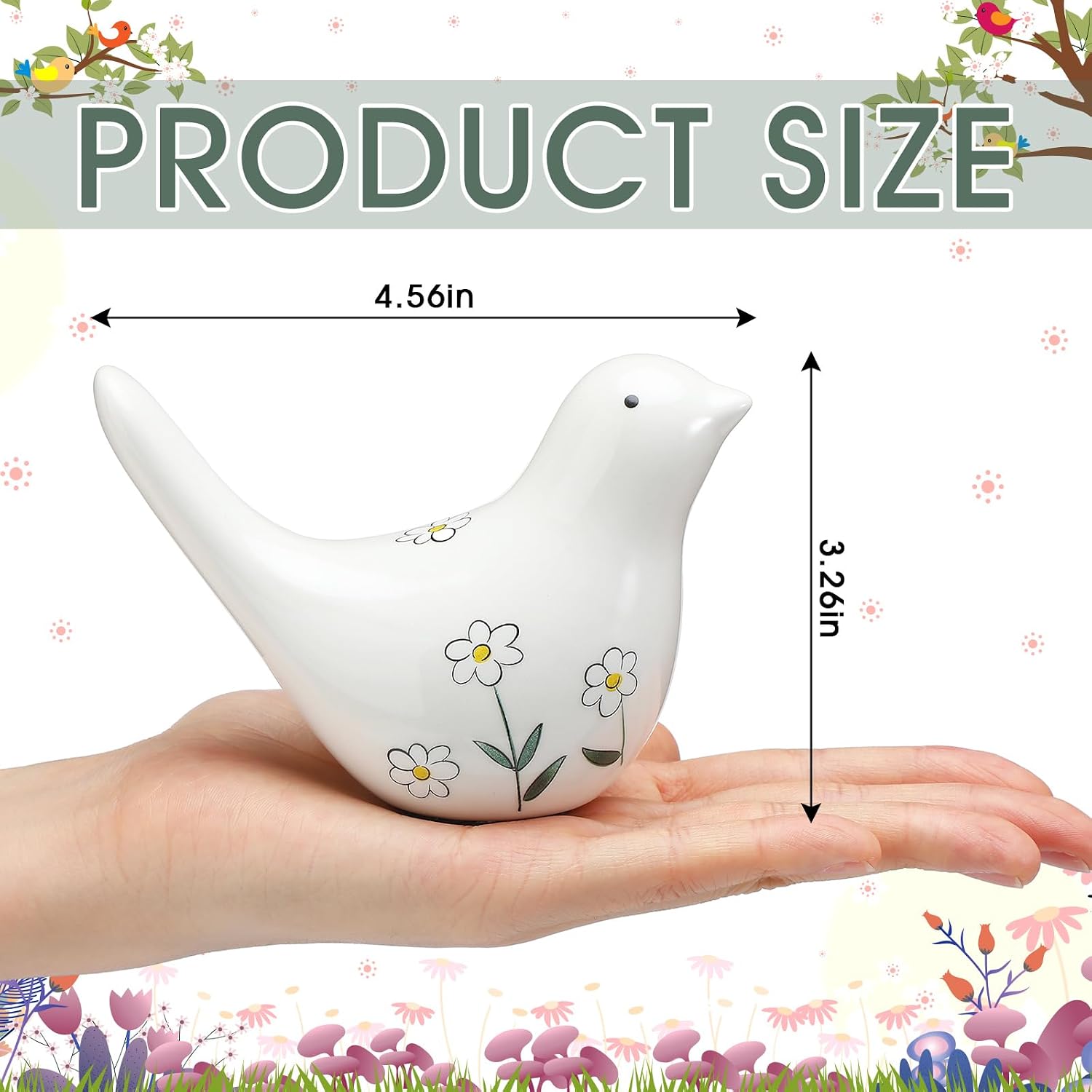 Ceramic Bird Figurines / White / Set of 2