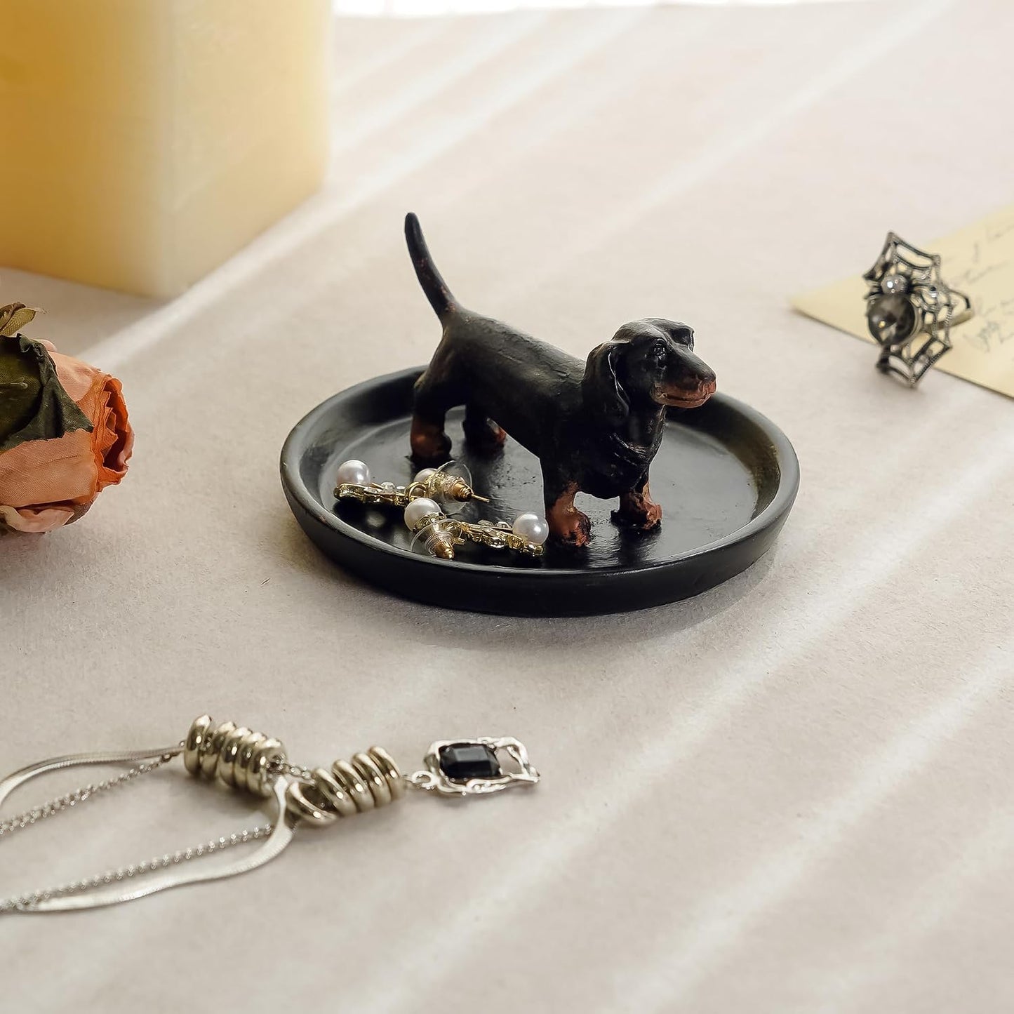 Resin Dachshund Jewelry Tray