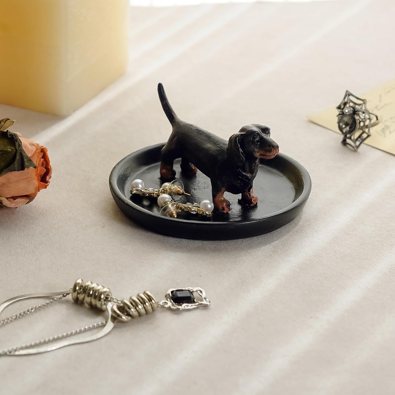 Resin Dachshund Jewelry Tray