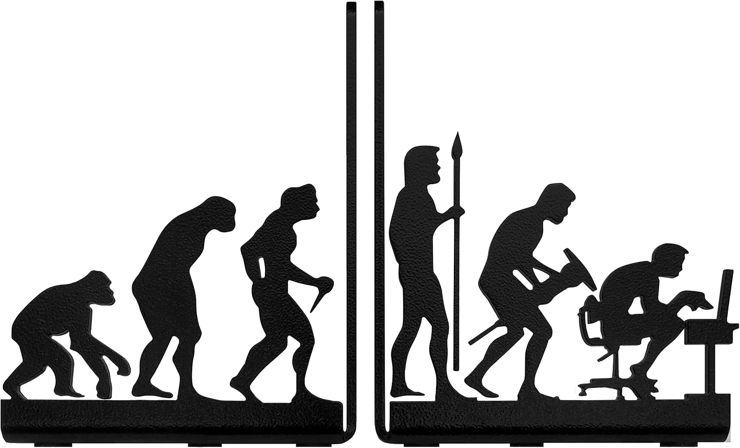 Human Evolution Decorative Metal Bookends for Heavy Books and Library