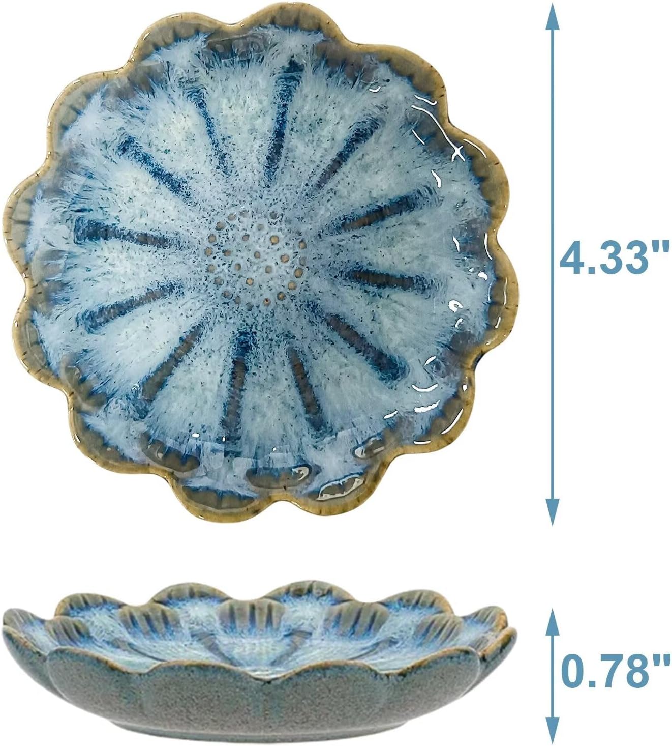 Lotus Ceramic Jewelry Tray / Retro Blue & Pink