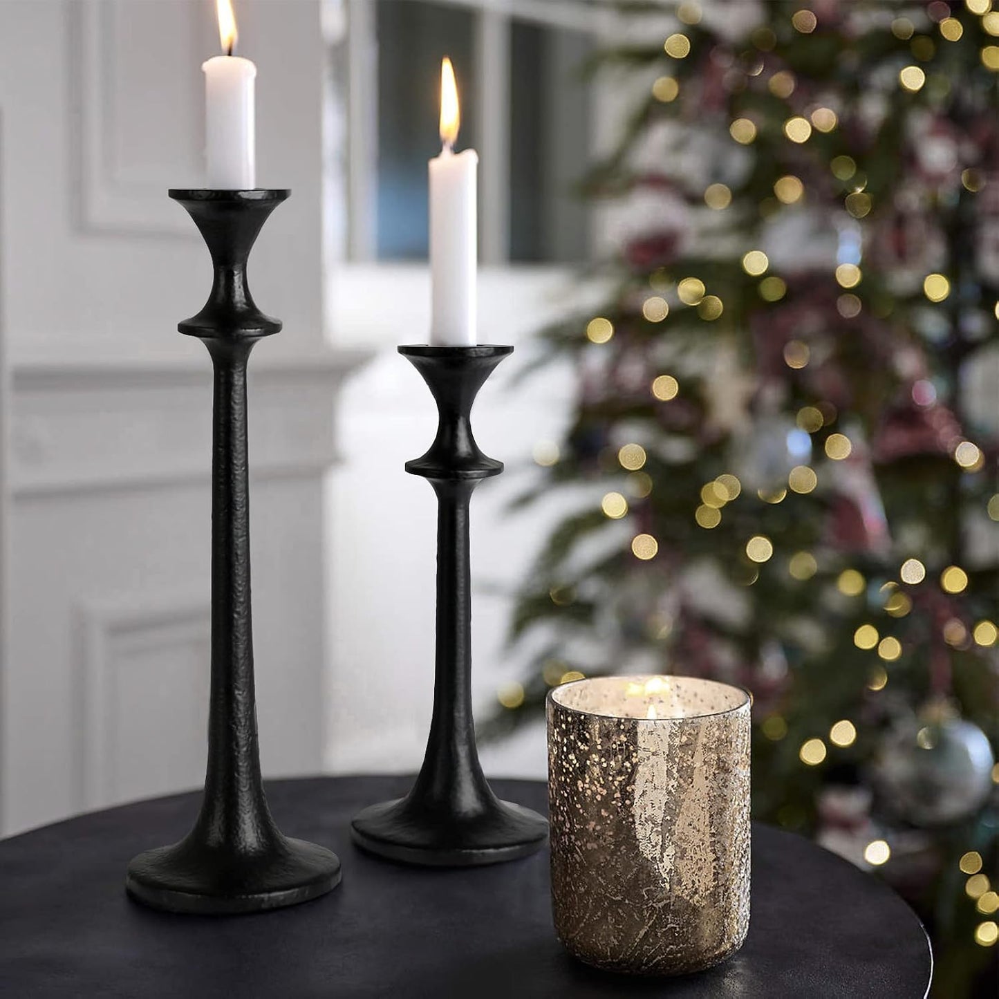 Black Iron Taper Candle Holder - Set of 3 Decorative Candle Stand | Candlestick Holder for Wedding, Dinning, Party