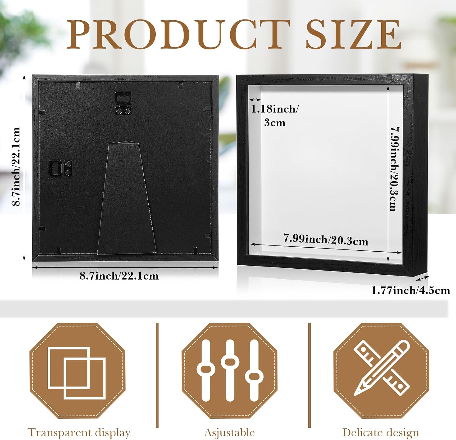 Ripeng 16 Pack 8x8 Inch Shadow Box Frame Display Cases, Black Deep Picture Frames for Wedding Bouquet Preservation